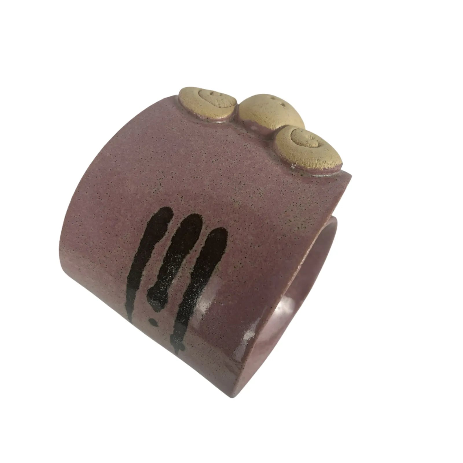 Pink Handmade Ceramic Scroll Ram with Intricate Design and Glossy Finish