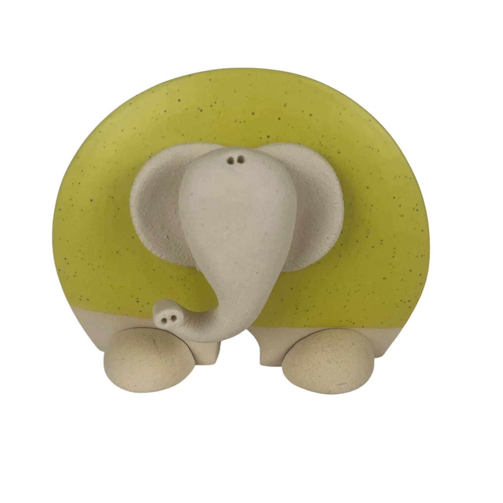 Handcrafted Ceramic Elephant with a Banana Yellow Matte Finish