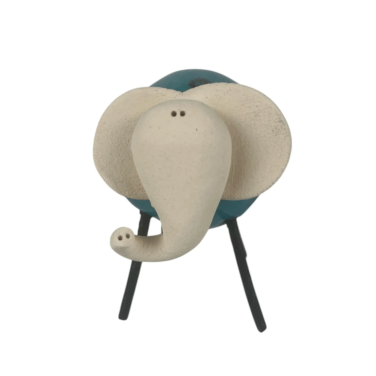 Handmade Ceramic Baby Elephant in Mint Blue with Colourful Spots