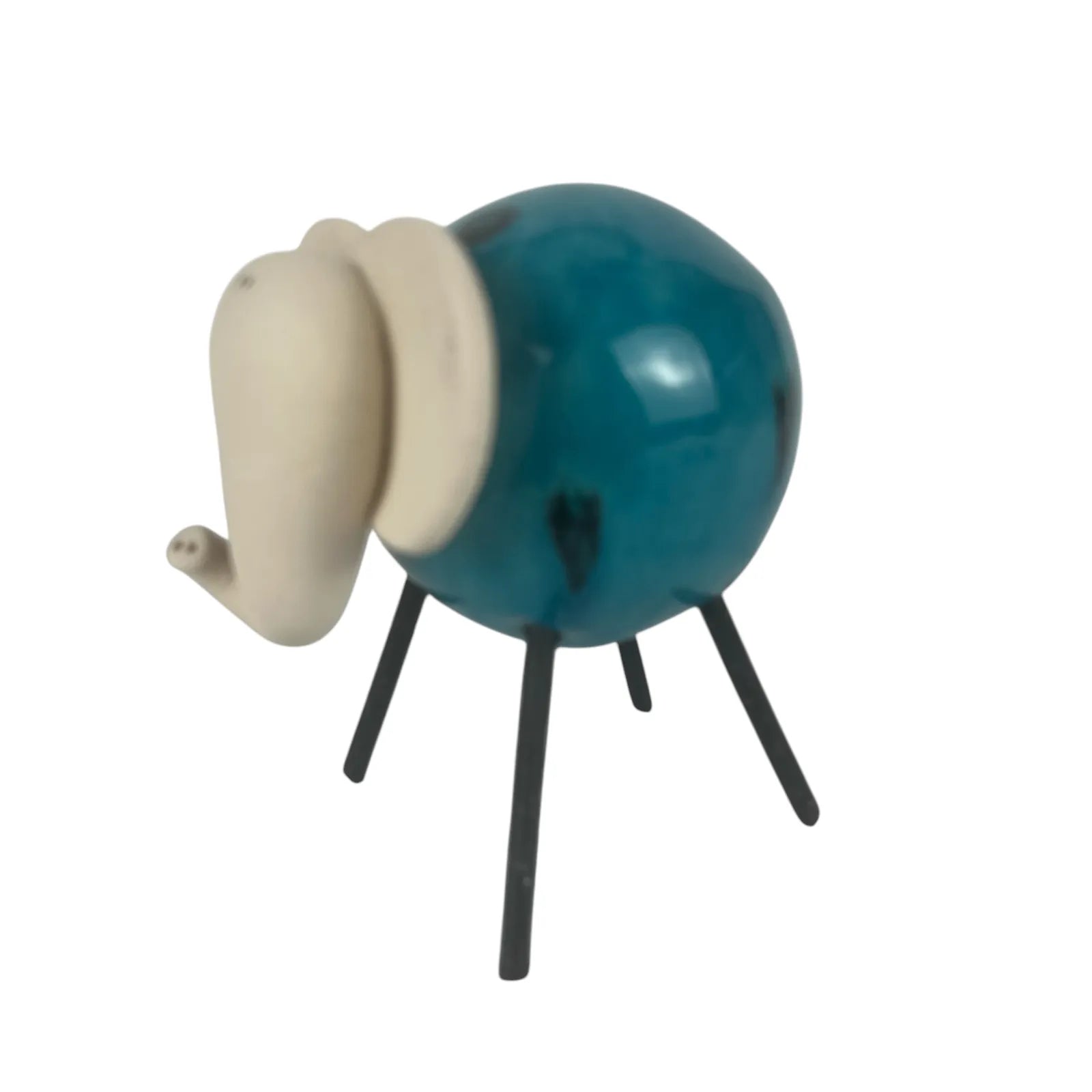 Handmade Ceramic Baby Elephant in Mint Blue with Colourful Spots