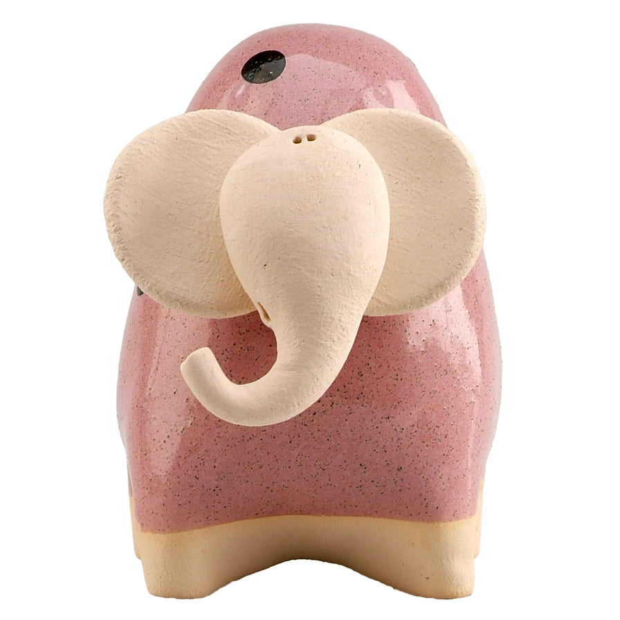 Handmade Ceramic Chubby Elephant in Soft Pink Glaze