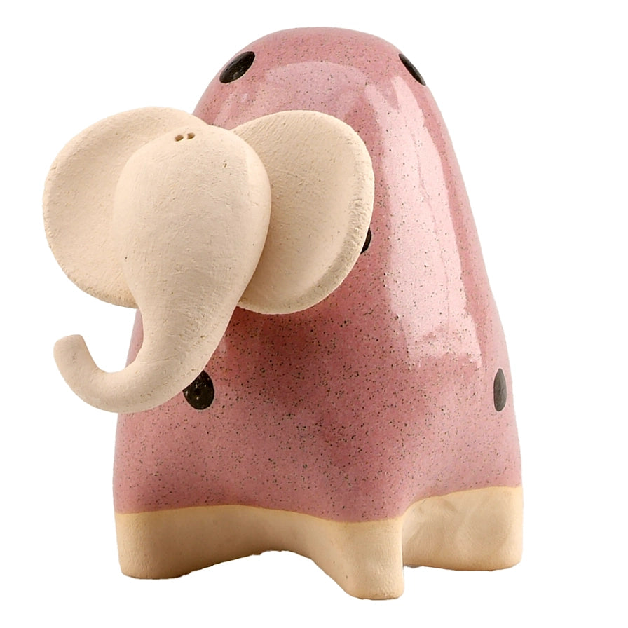 Handmade Ceramic Chubby Elephant in Soft Pink Glaze