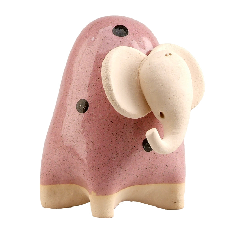 Handmade Ceramic Chubby Elephant in Soft Pink Glaze