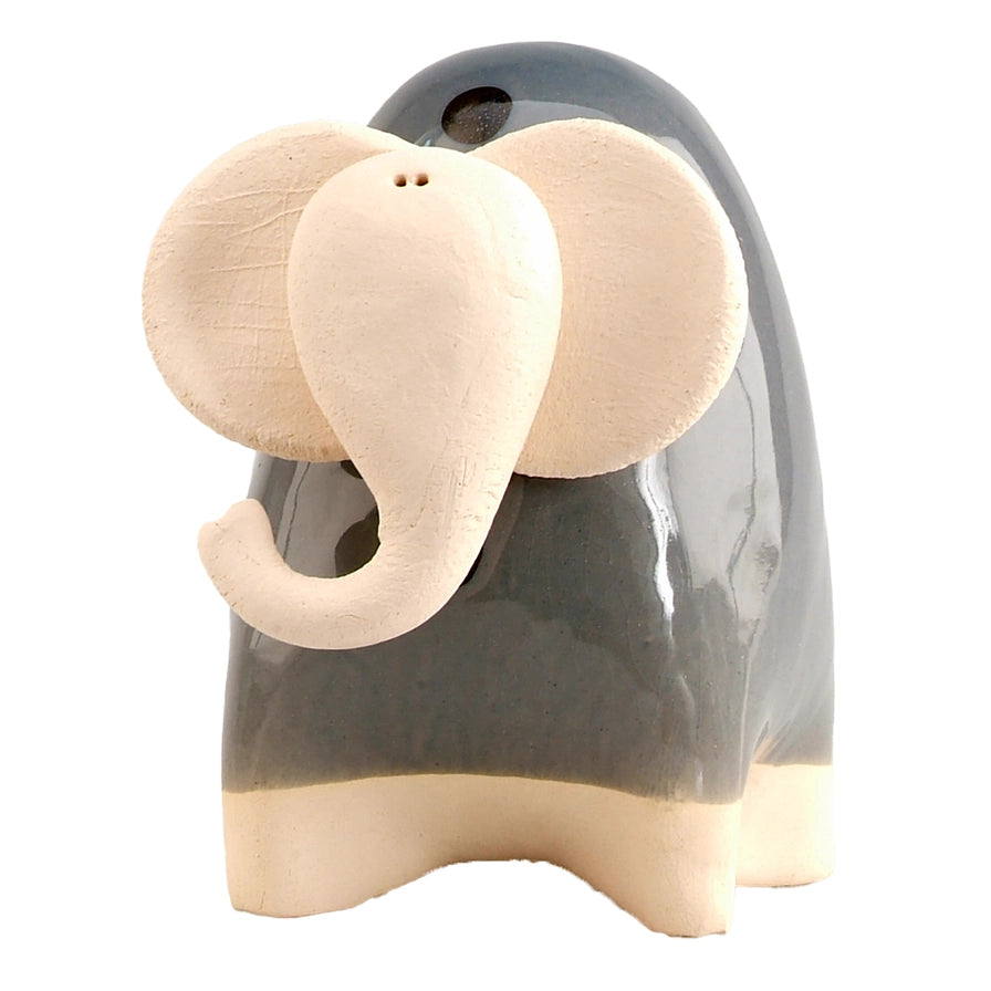 Handmade Ceramic Chubby Elephant in Elegant Grey Glaze