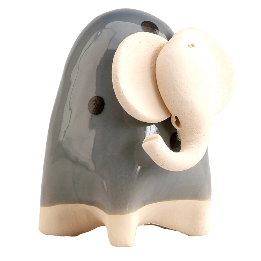 Handmade Ceramic Chubby Elephant in Elegant Grey Glaze