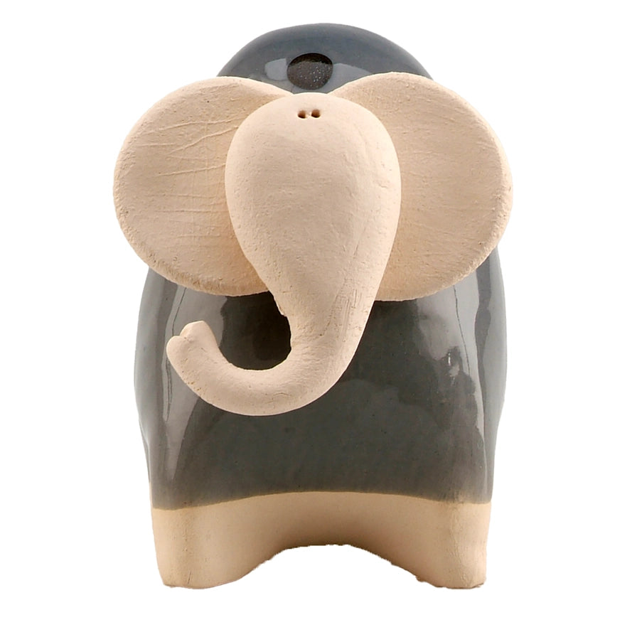 Handmade Ceramic Chubby Elephant in Elegant Grey Glaze