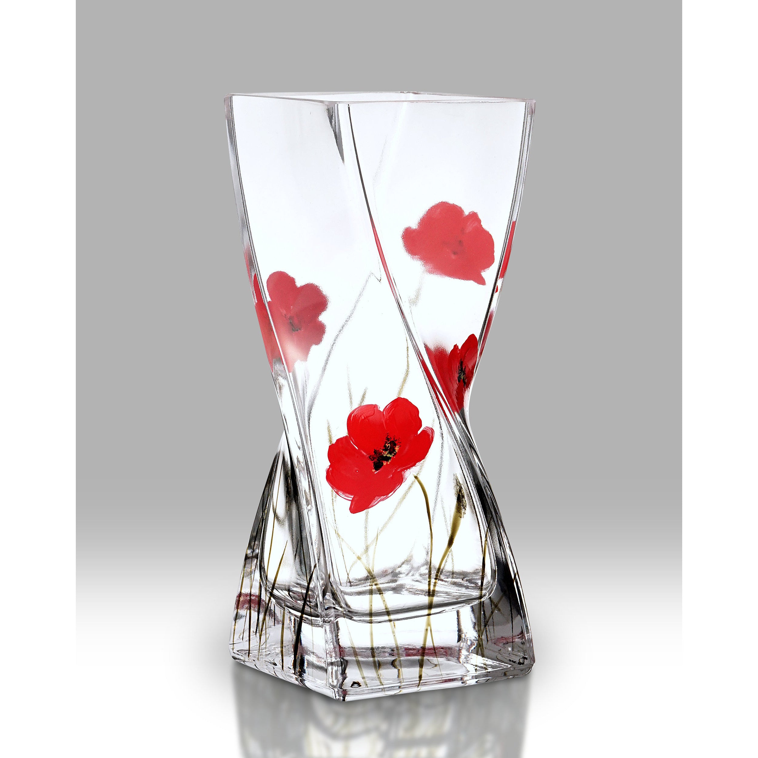 Poppy Fields Design Twist Glass Vase