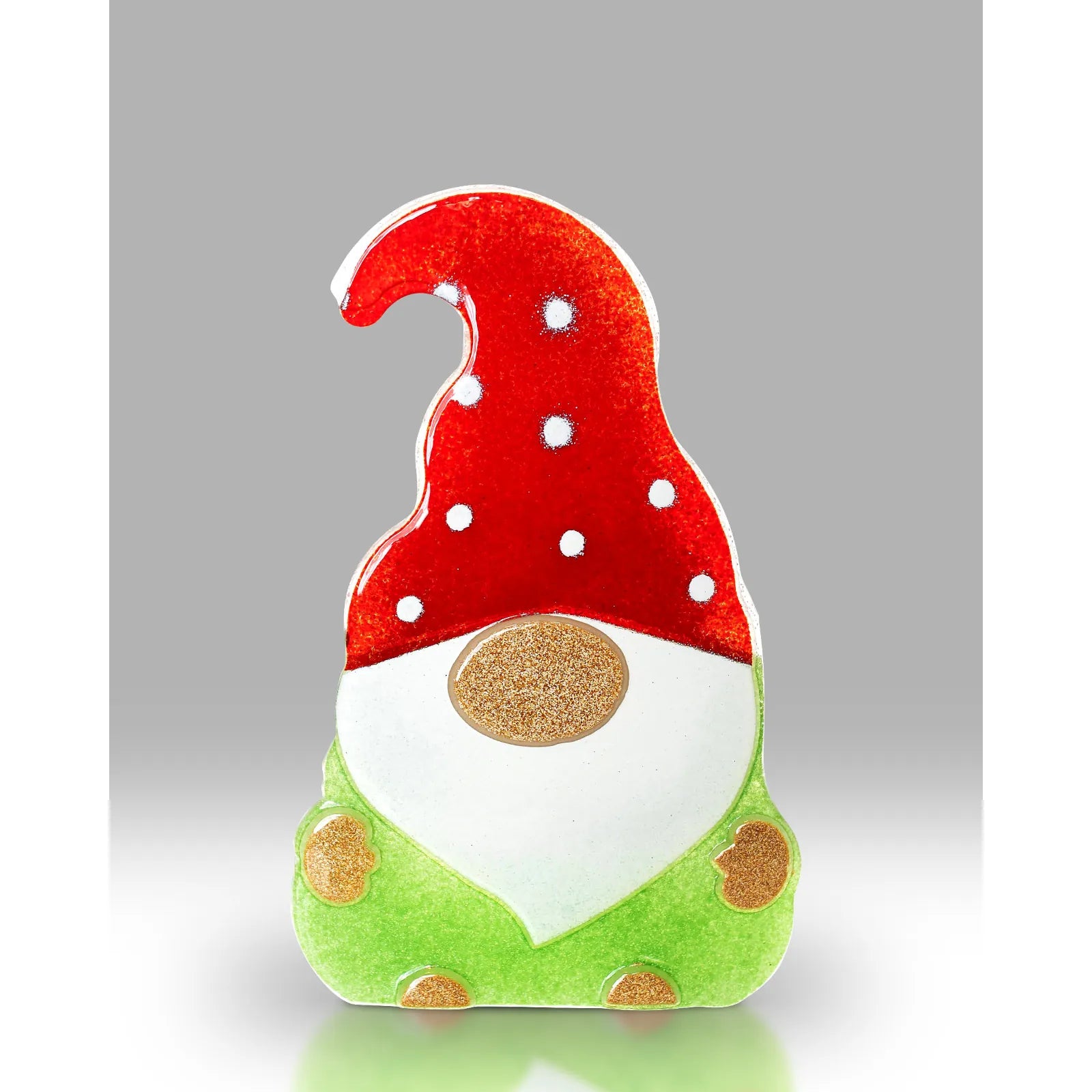 Whimsical Fused Glass Green Gnome Wall Art