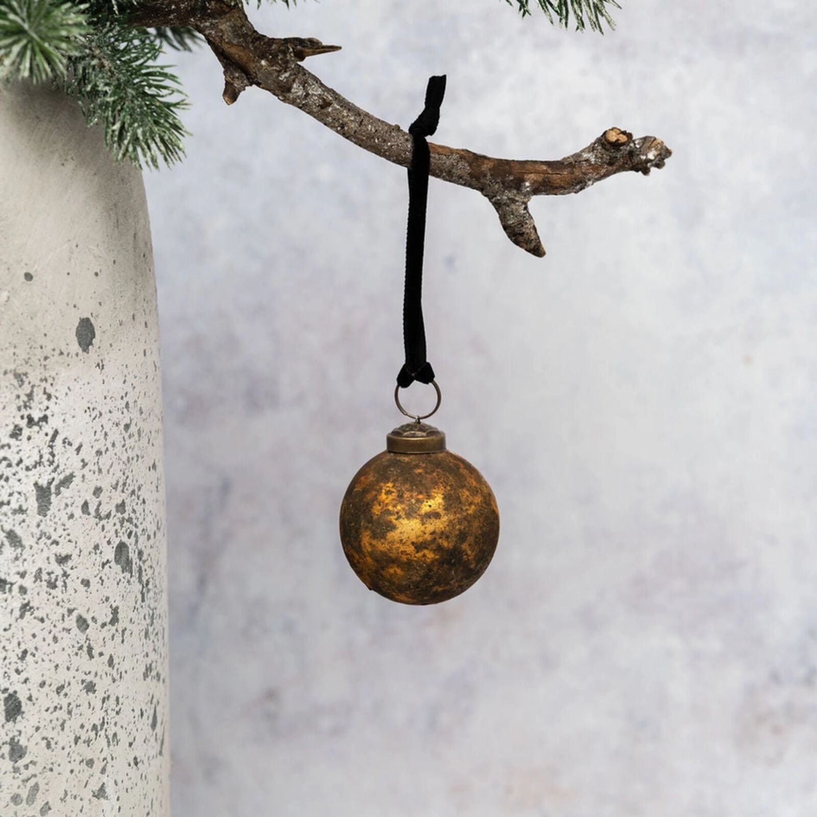 Antique Gold Textured Glass Christmas Bauble