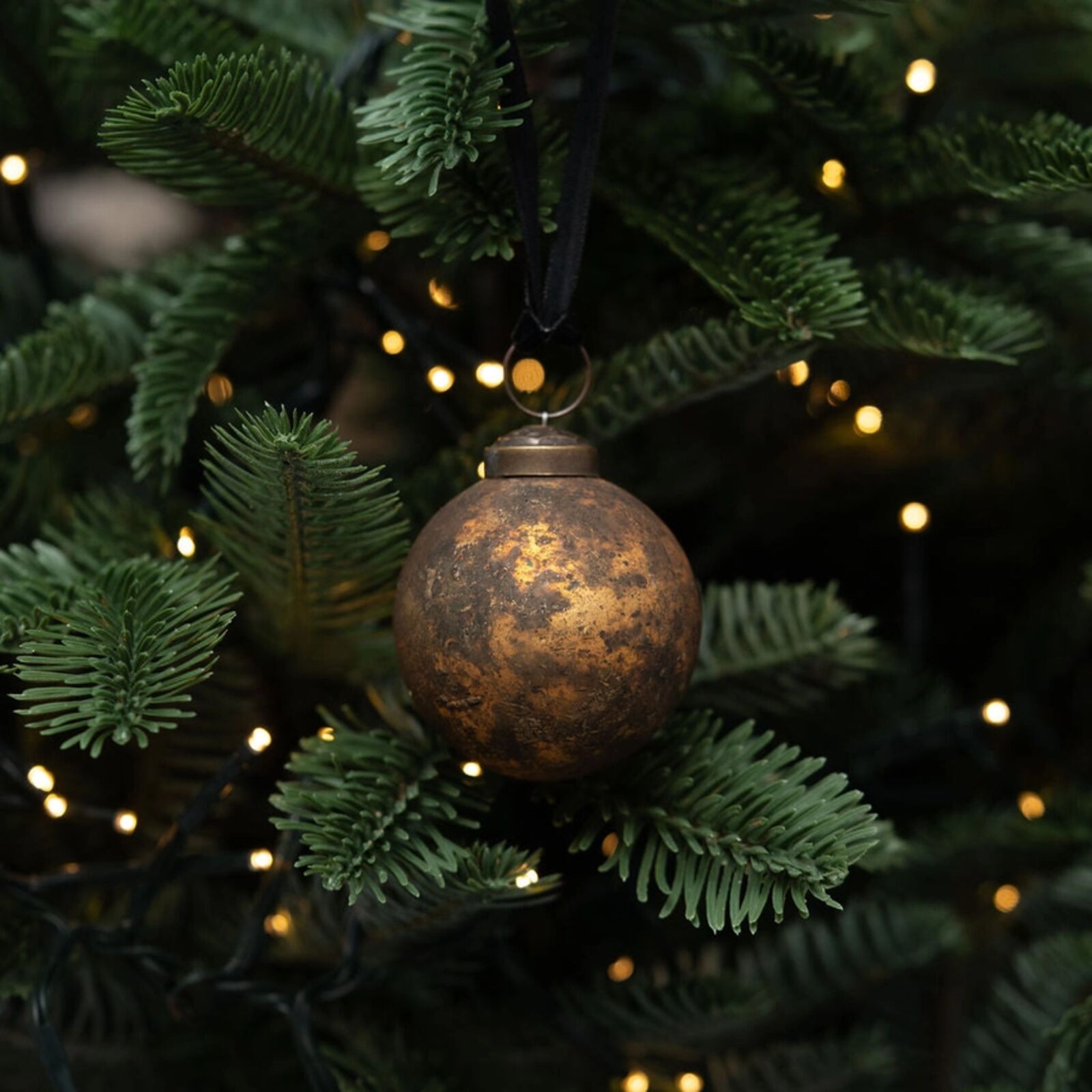 Antique Gold Textured Glass Christmas Bauble