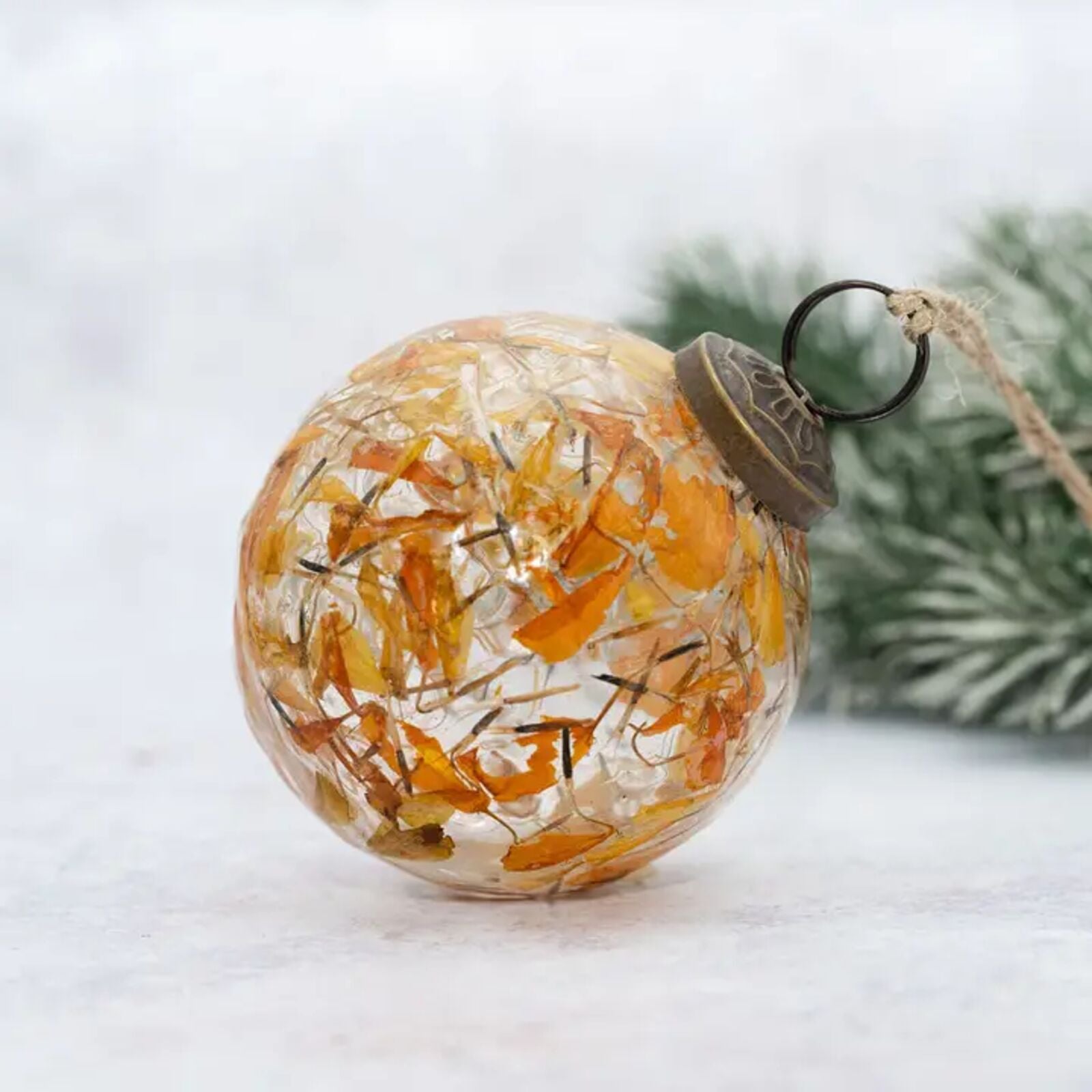 Amber and Gold Mosaic Glass Christmas Bauble