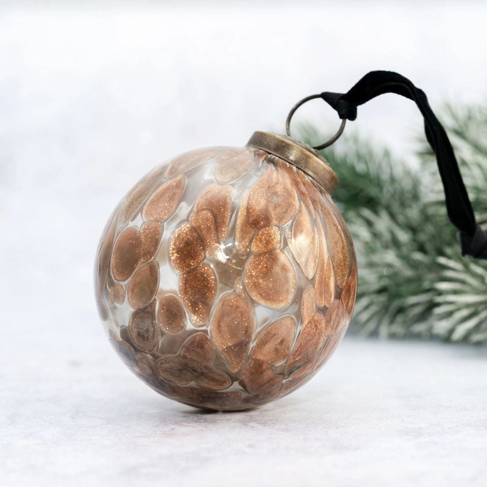 Bronze and Clear Glass Speckled Christmas Bauble