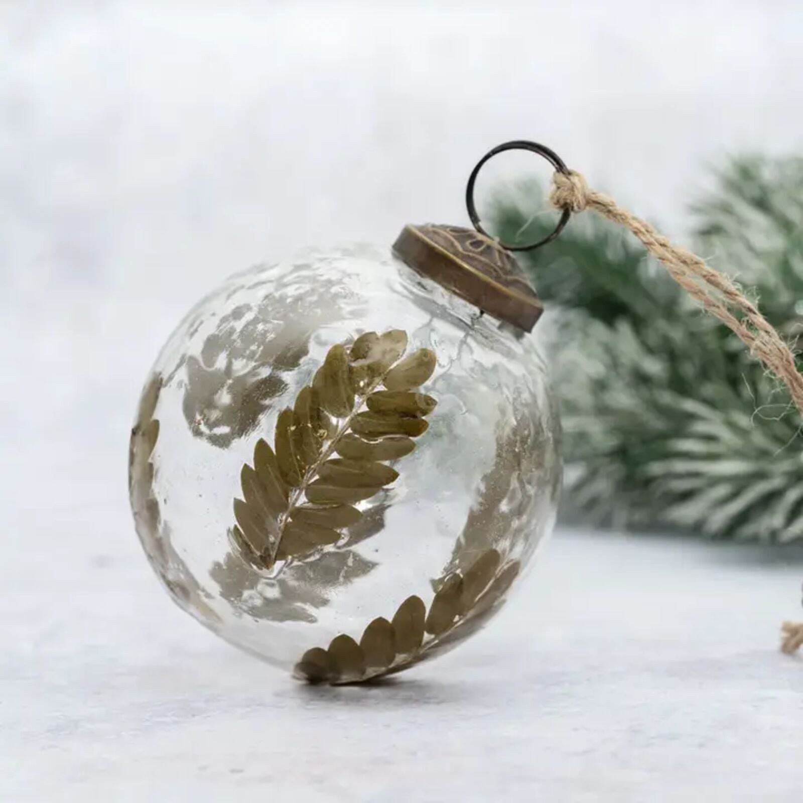 Botanical Fern Glass Christmas Bauble