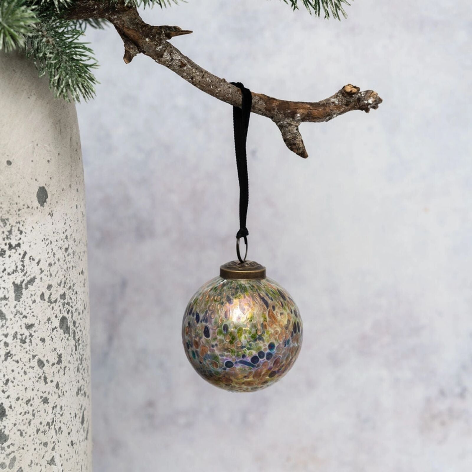 Multicolour Speckled Glass Christmas Bauble