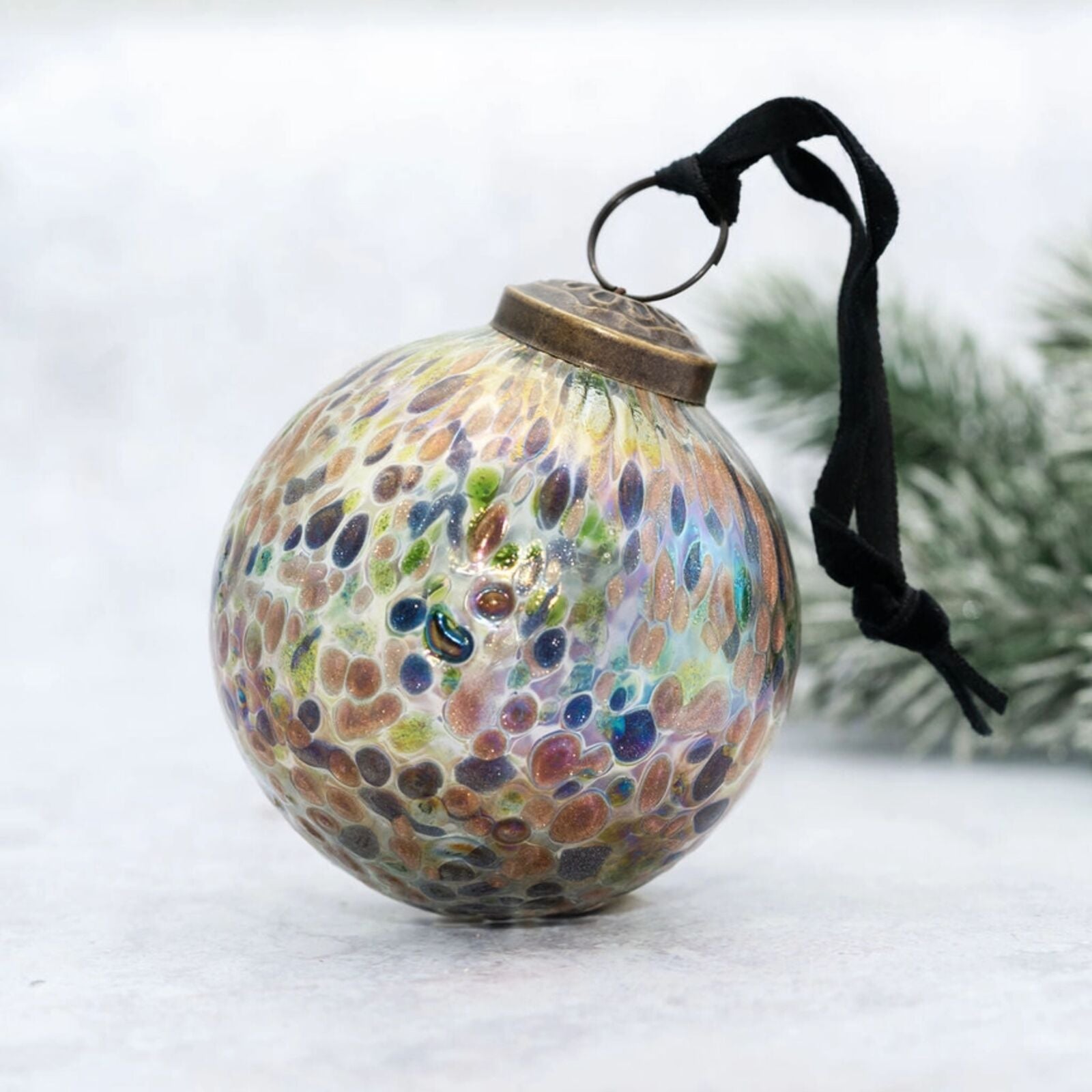 Multicolour Speckled Glass Christmas Bauble