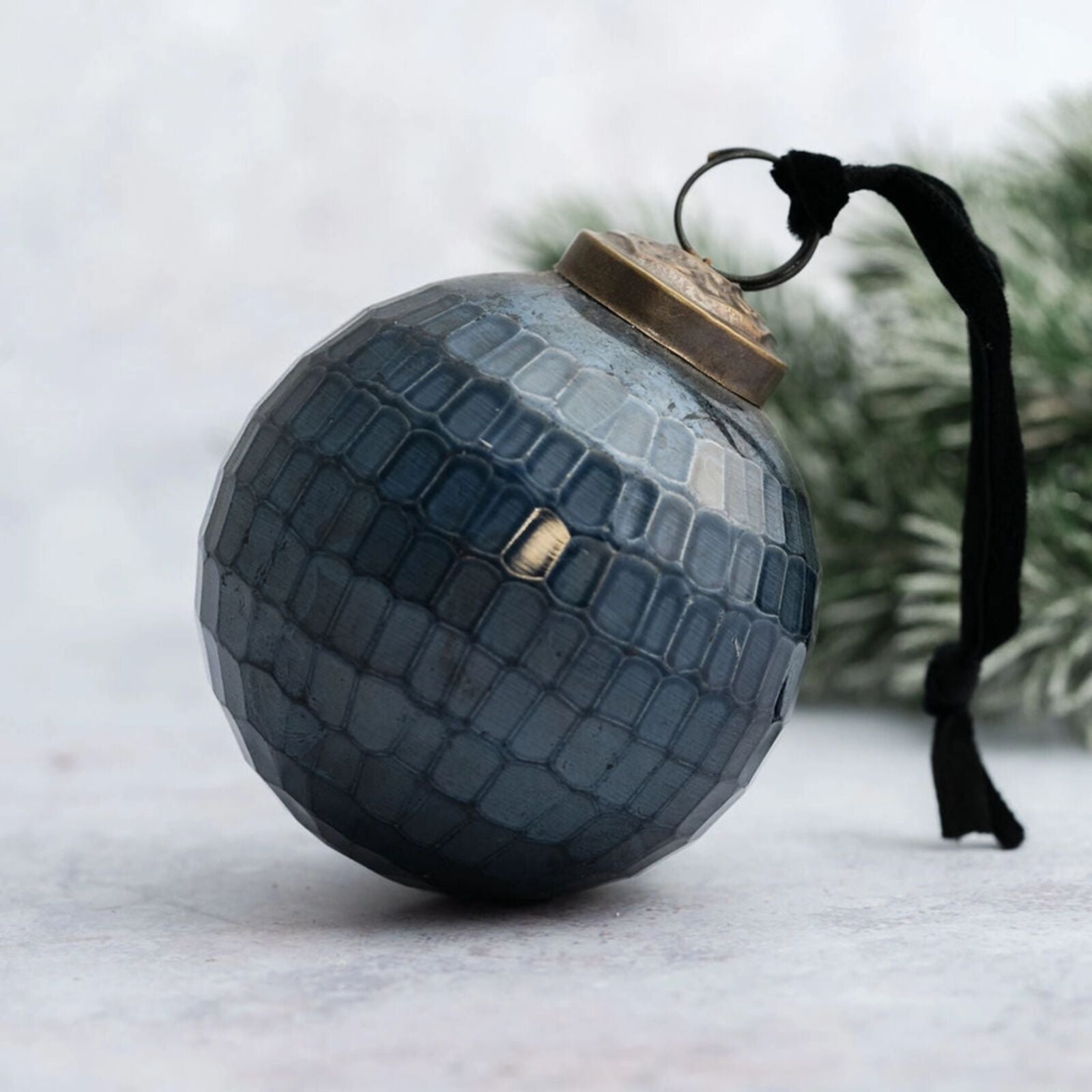 Midnight Blue Cut Glass Christmas Bauble