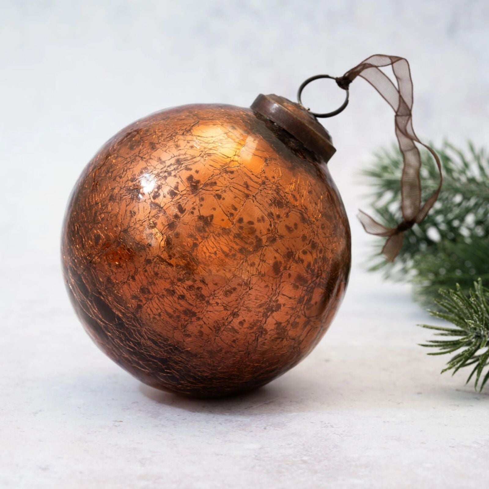 Russet Crackle Glass Christmas Bauble