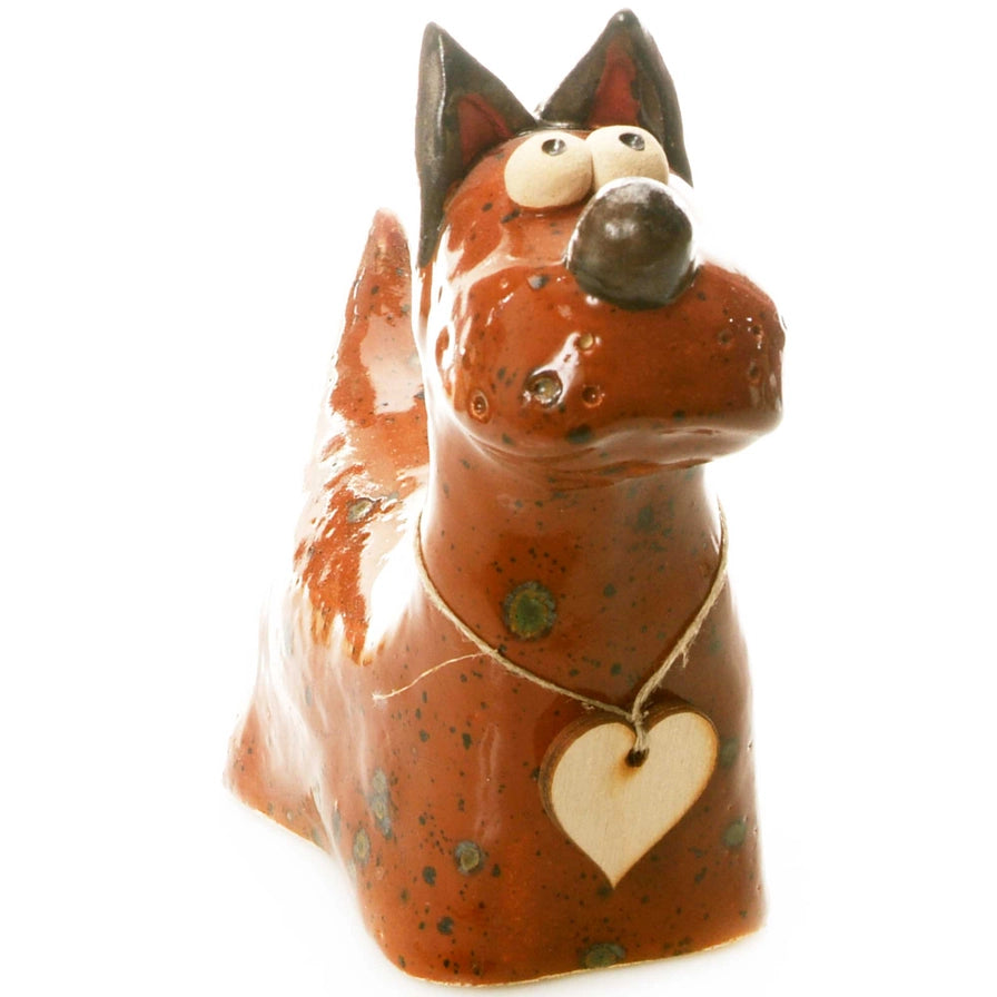 Handcrafted Ceramic Walnut Brown Terrier Dog Sculpture