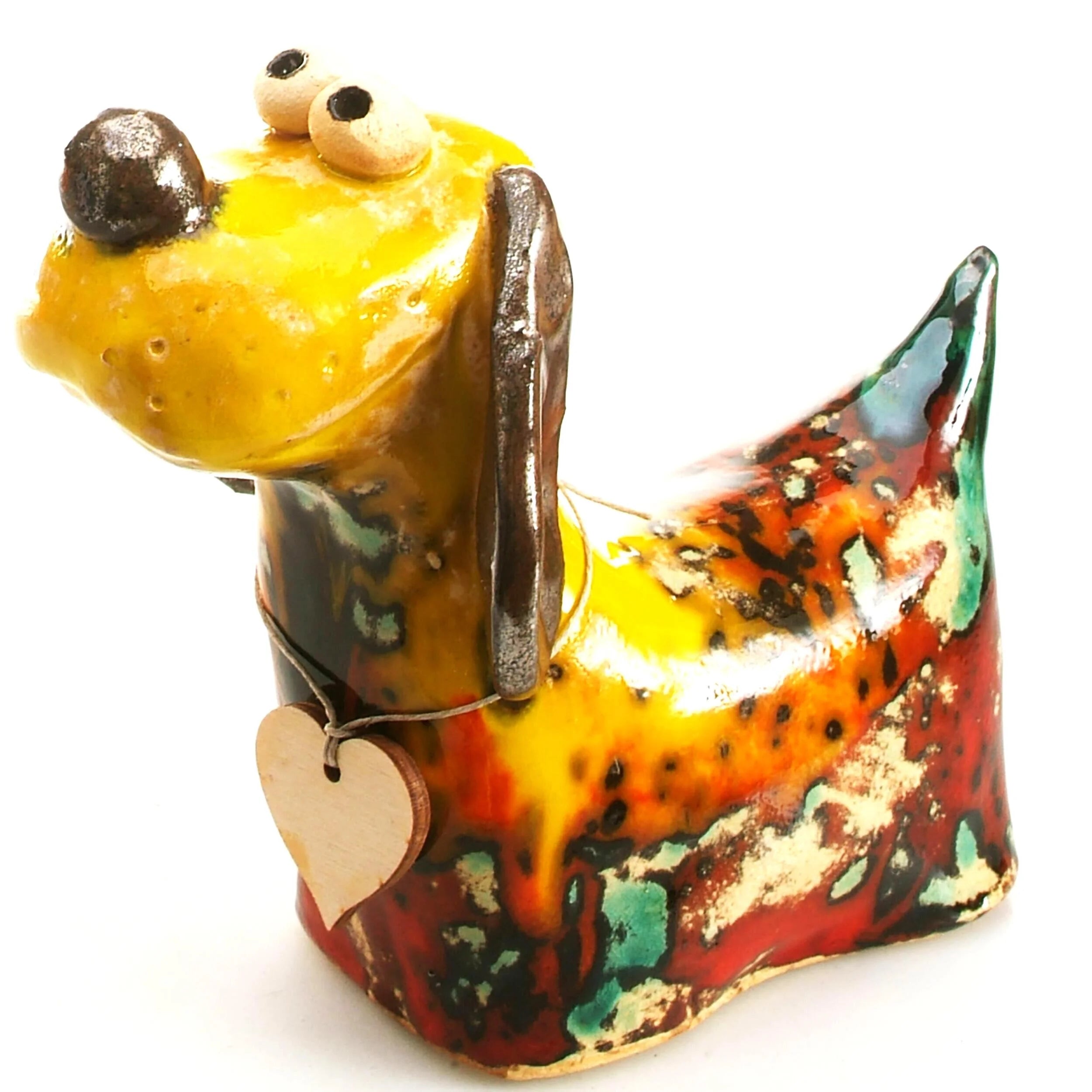 Handcrafted Ceramic Rainbow Spaniel Dog Sculpture