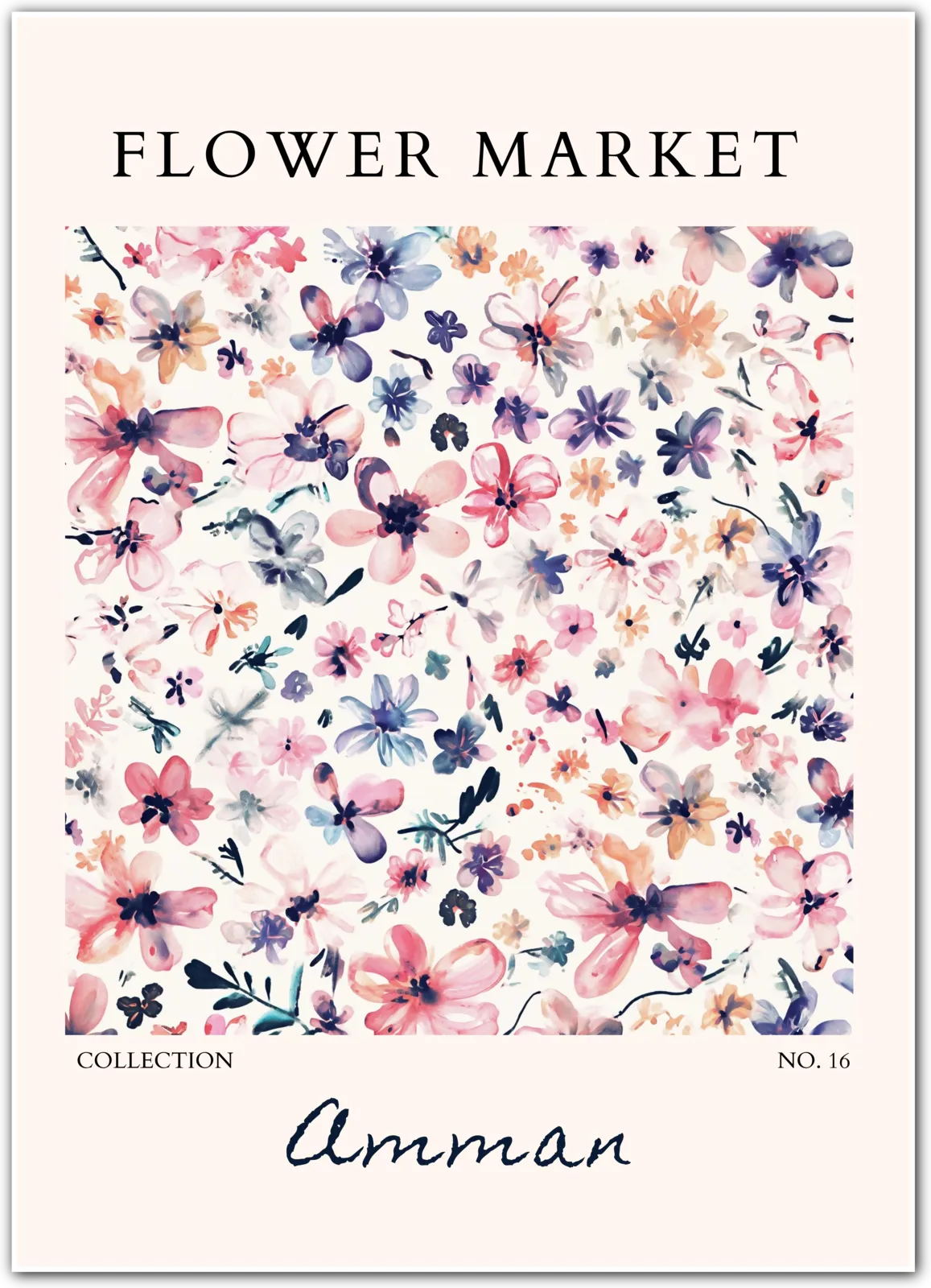 Amman Bloomscape – Soft Watercolour Flower Art in Pink and Violet