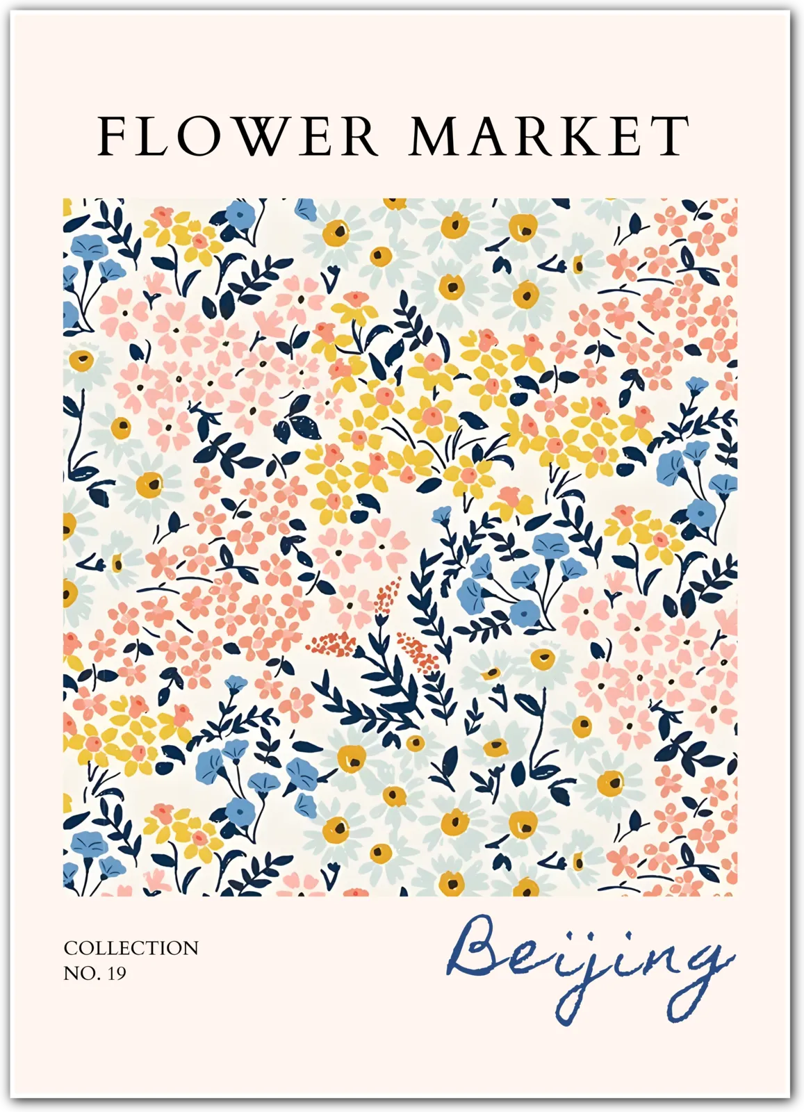 Beijing Blossom Cascade – Playful Floral Art in Multi Pastels