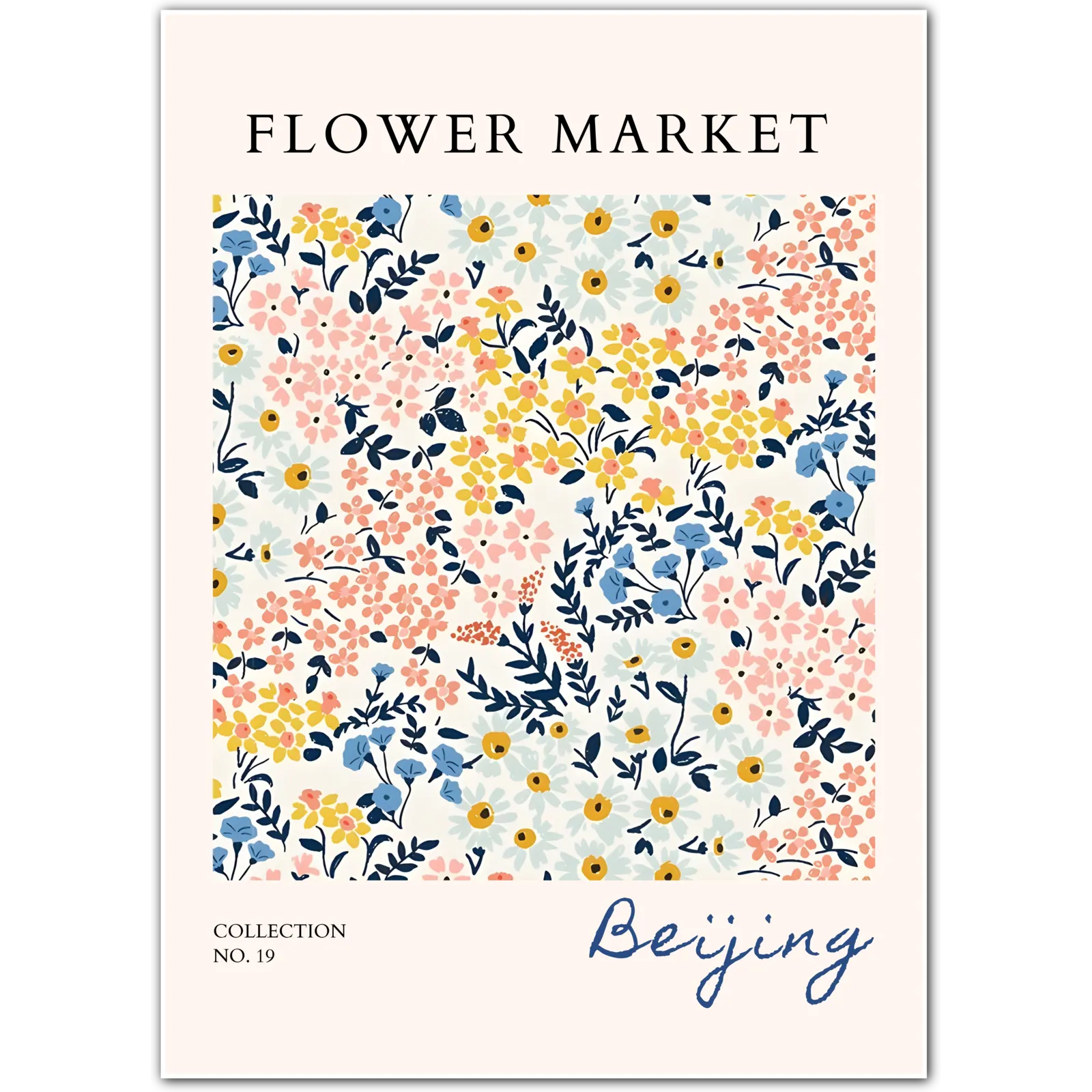 Beijing Blossom Cascade – Playful Floral Art in Multi Pastels