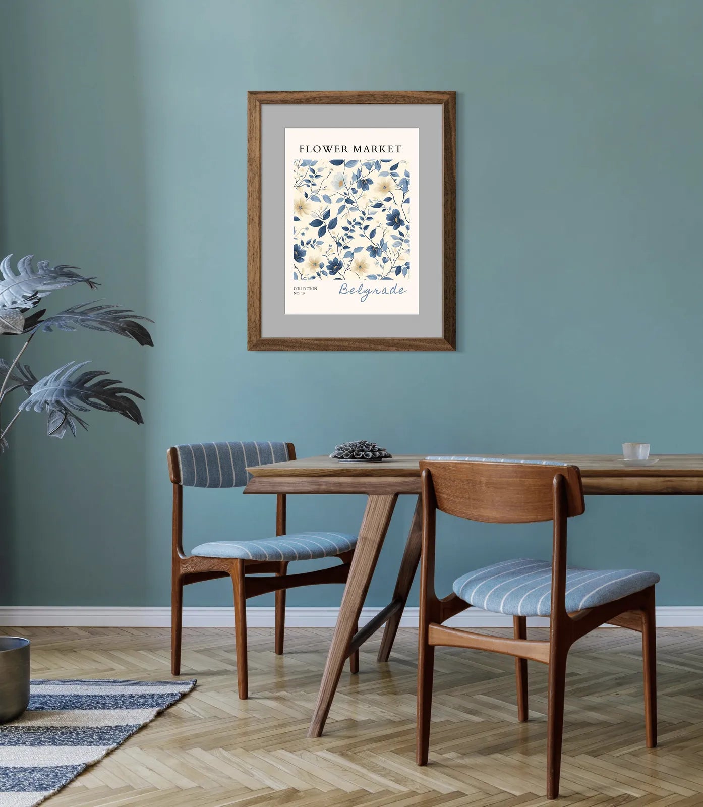 Belgrade Bloom Lines – Sophisticated Blue Botanical Art Print