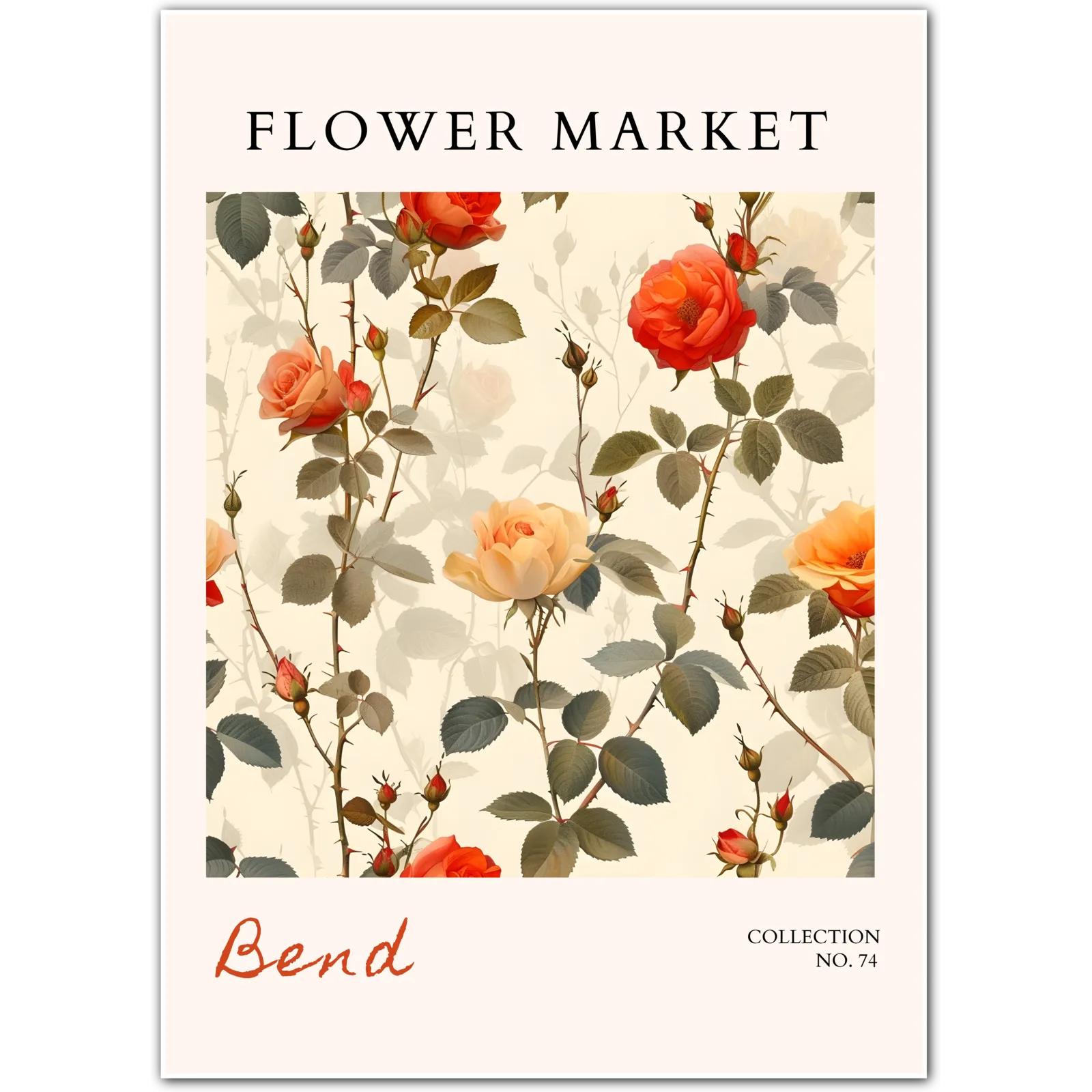 Bend Rose Garden – Romantic Botanical Art with Vintage Charm