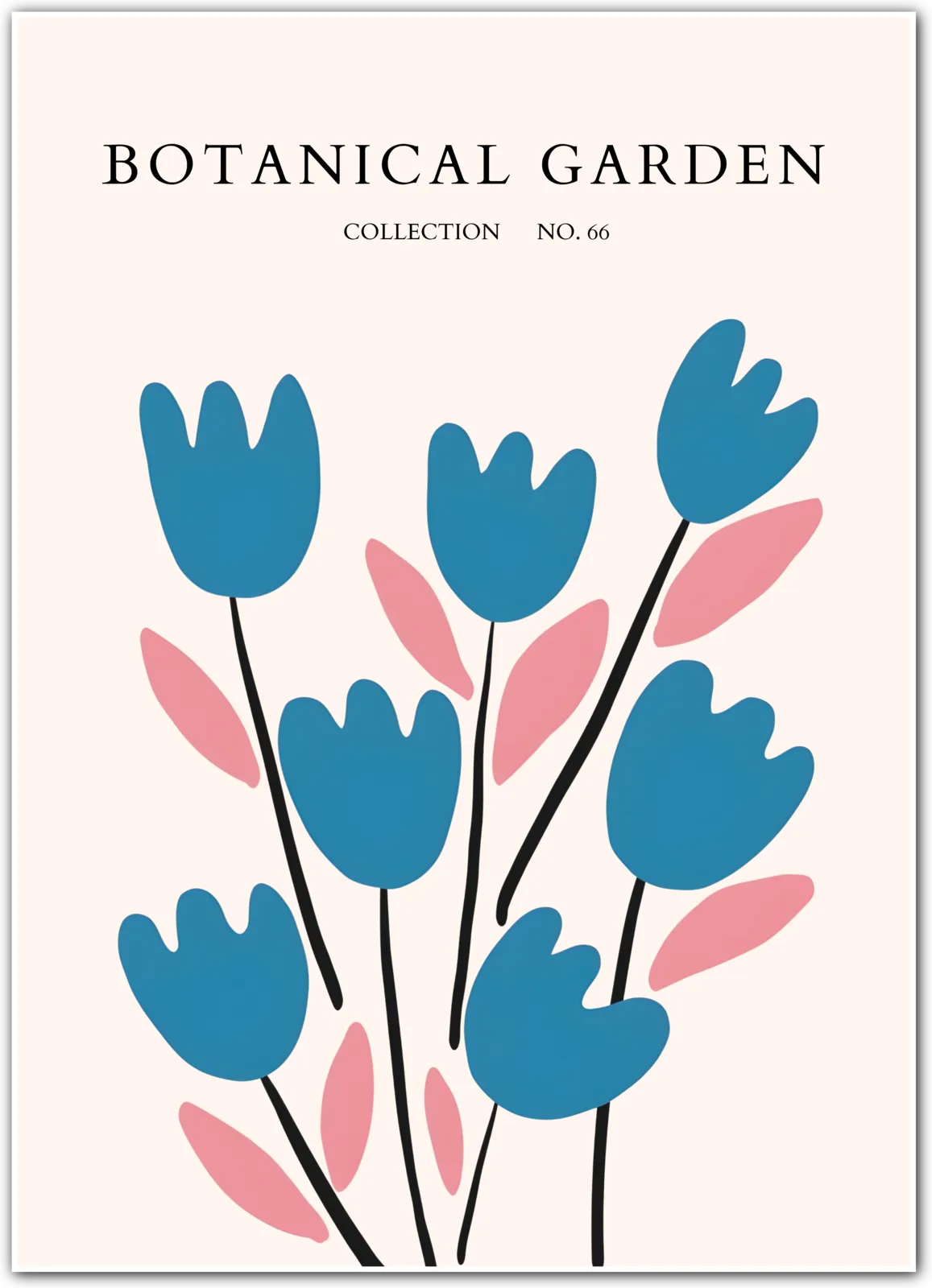 Blue Tulip Parade – Bold Modern Floral Print