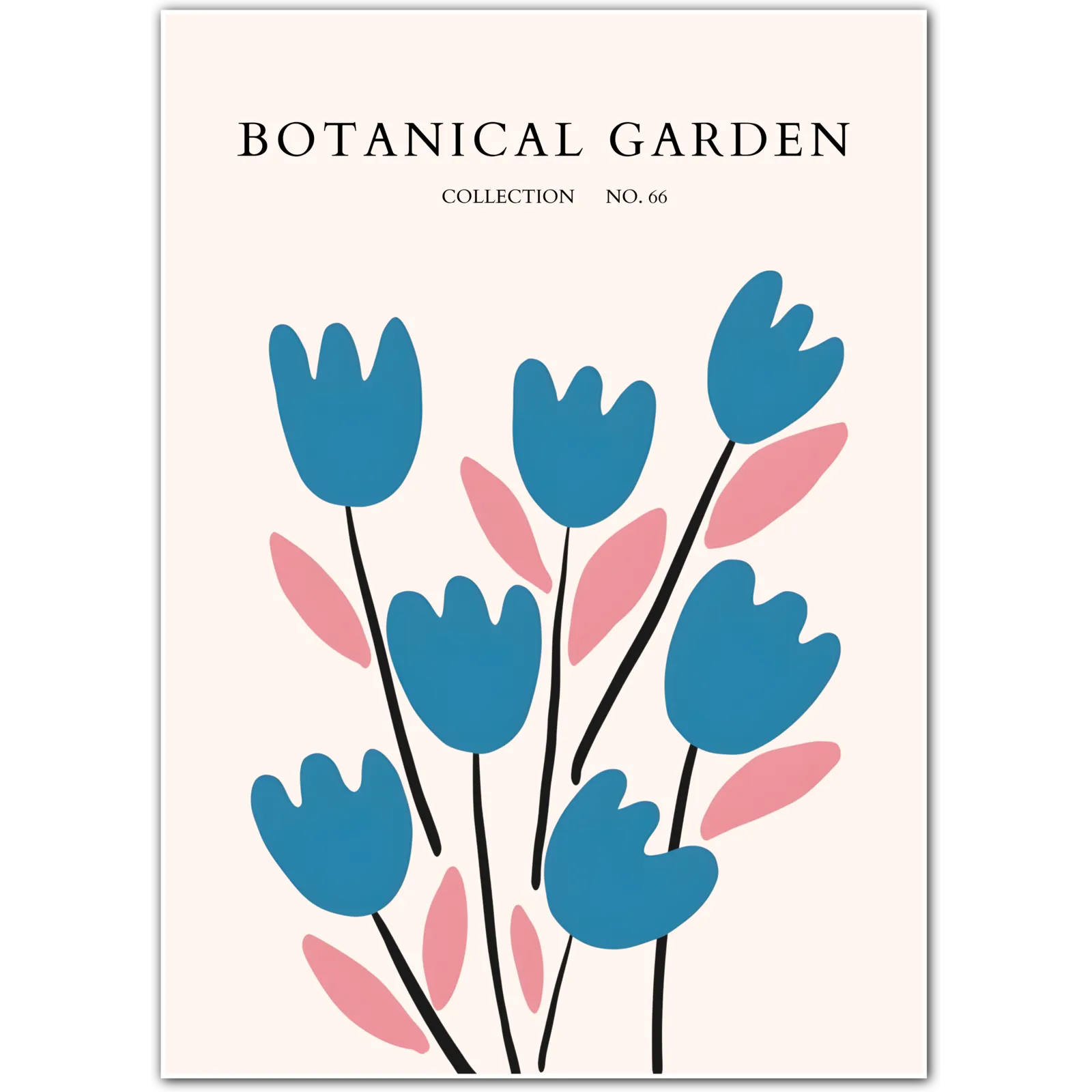 Blue Tulip Parade – Bold Modern Floral Print