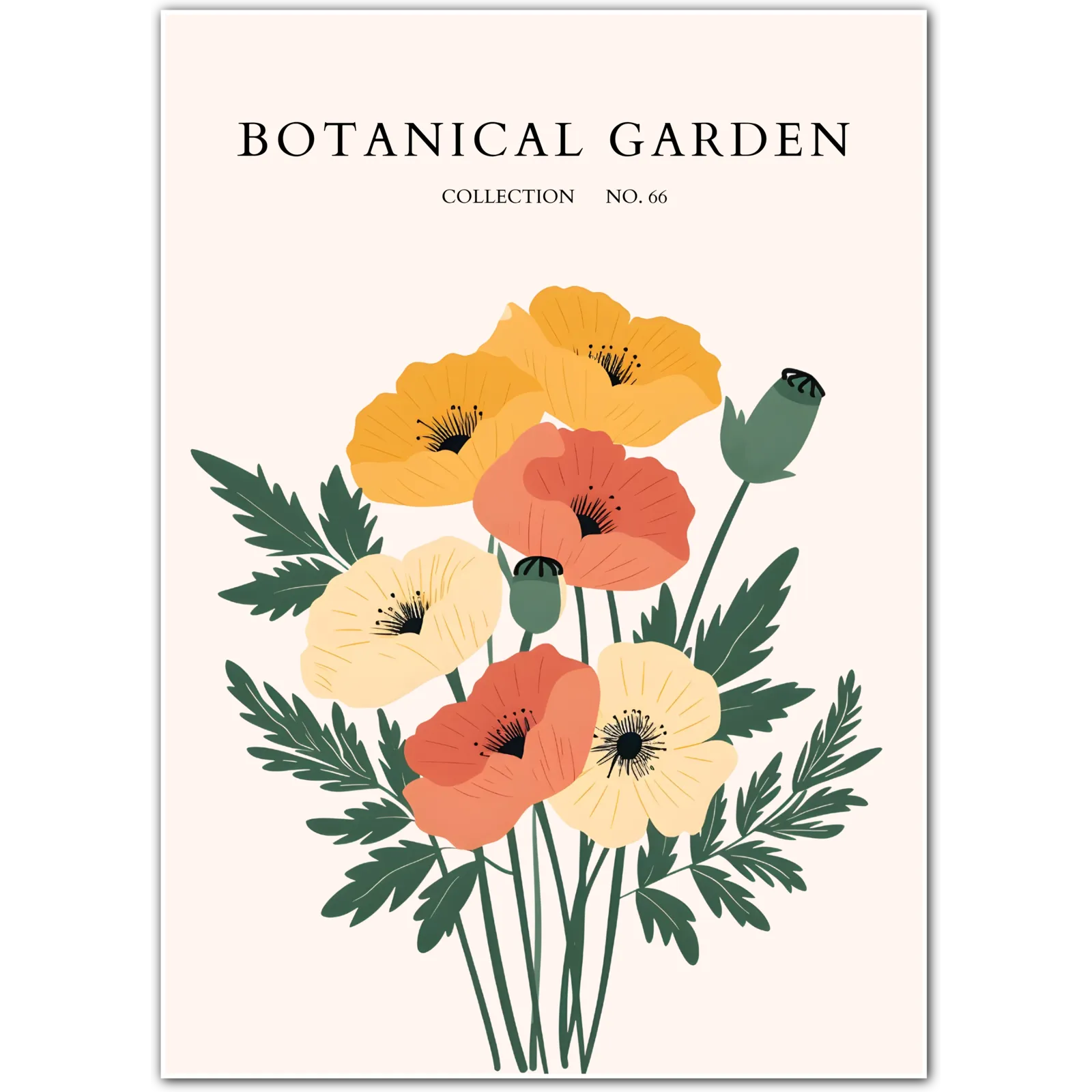 Golden Glow: Radiant Poppy Bouquet Art Print