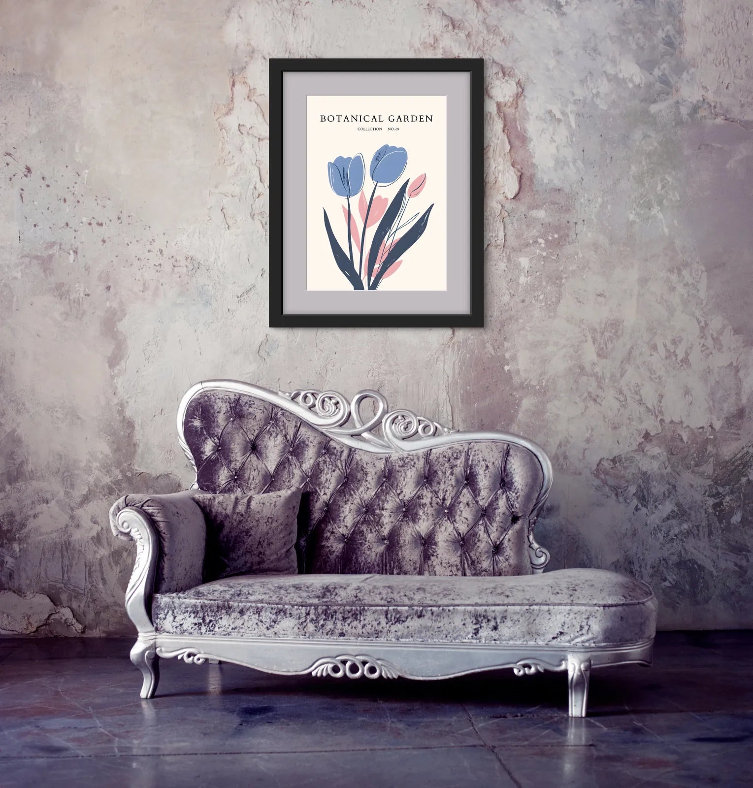Blush & Midnight: Tulip Harmony Art Print