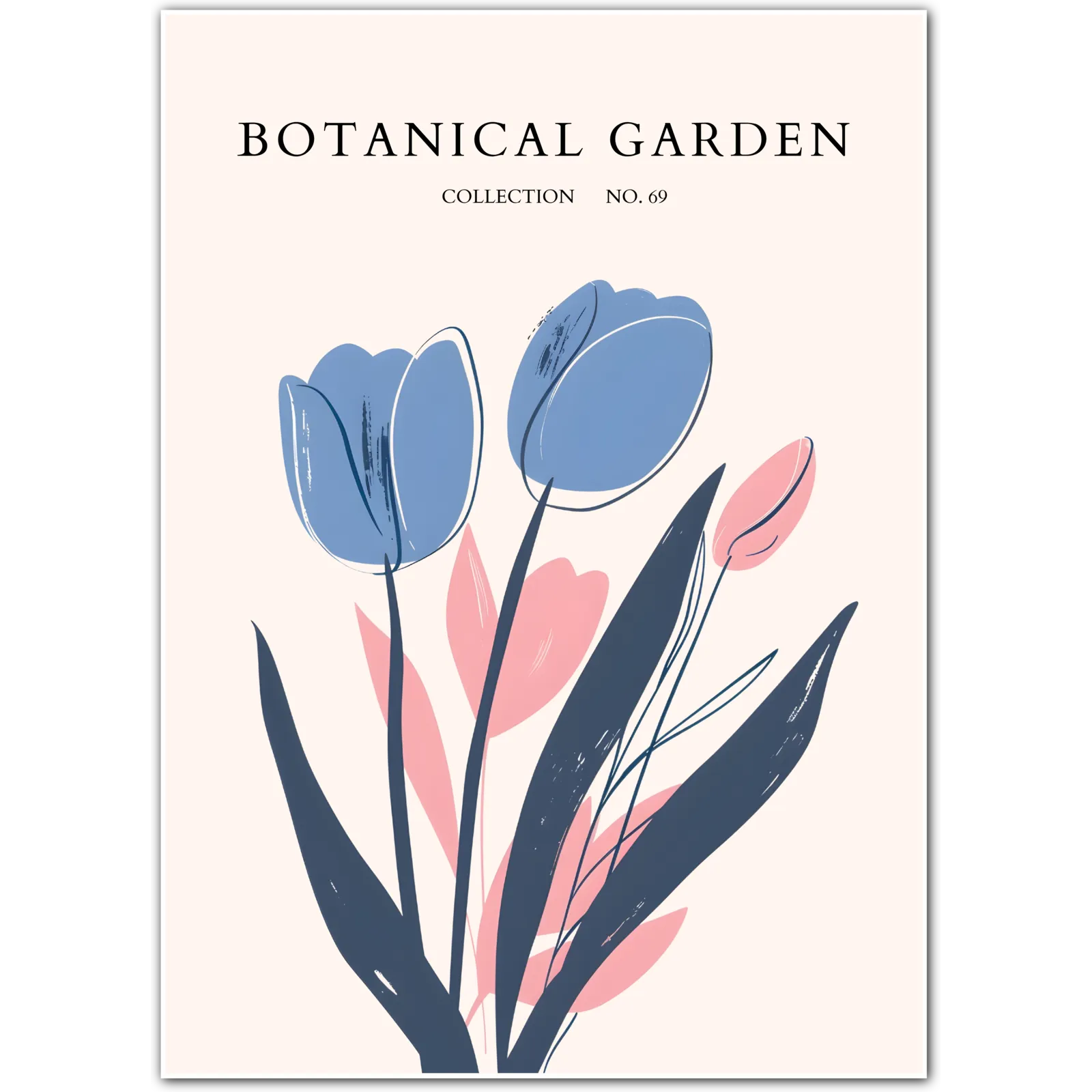 Blush & Midnight: Tulip Harmony Art Print