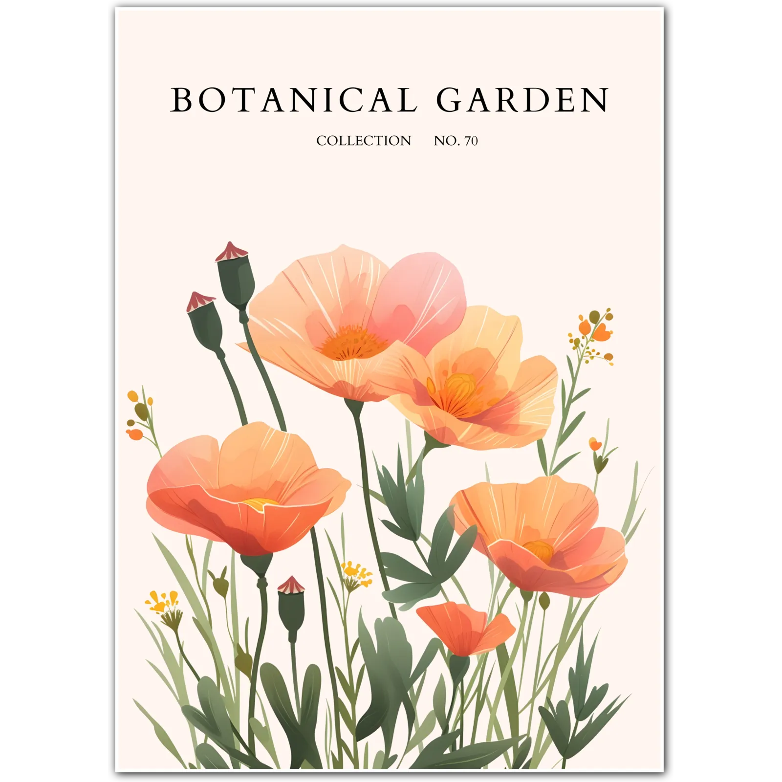 Peach Bloom Reverie: Soft Meadow Art Print