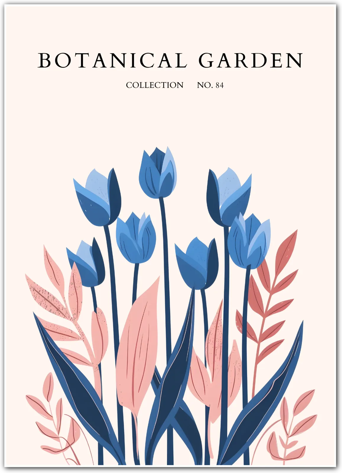 Blue Tulip Rhythm – Modern Botanical Print