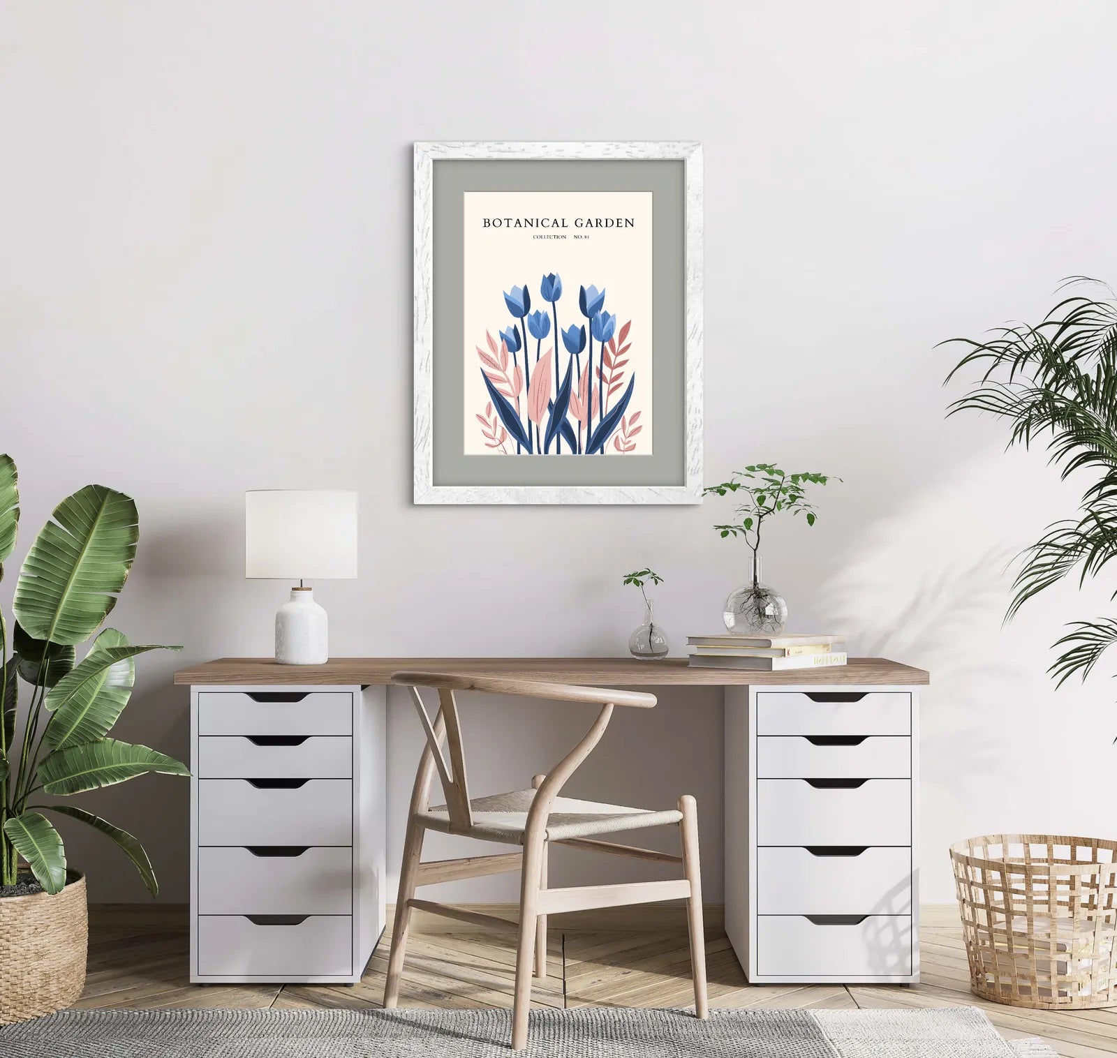 Blue Tulip Rhythm – Modern Botanical Print