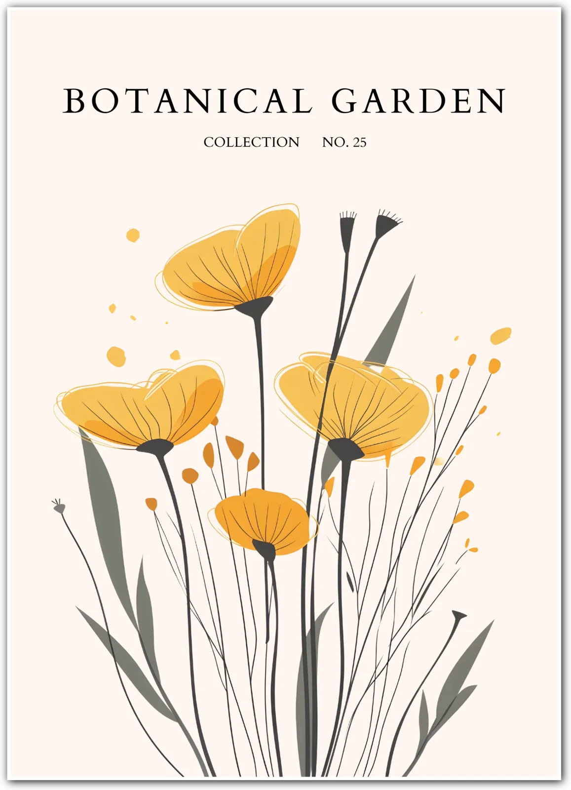 Golden Poppies Dance Botanical Art Print