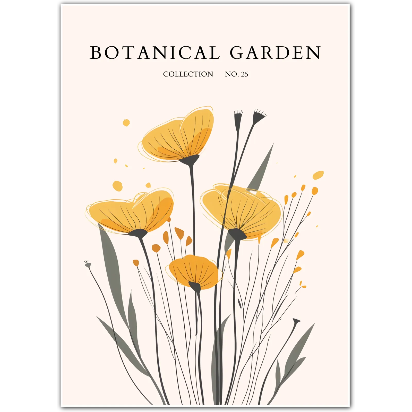 Golden Poppies Dance Botanical Art Print