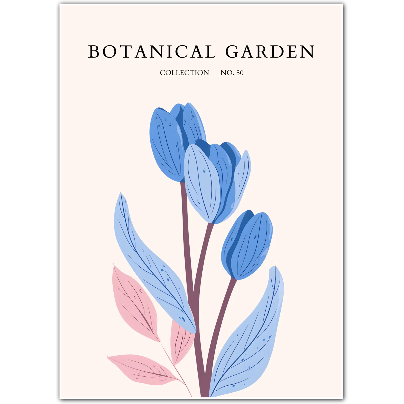 Bold Blue Tulip Art Print – Contemporary Floral Style with a Twist