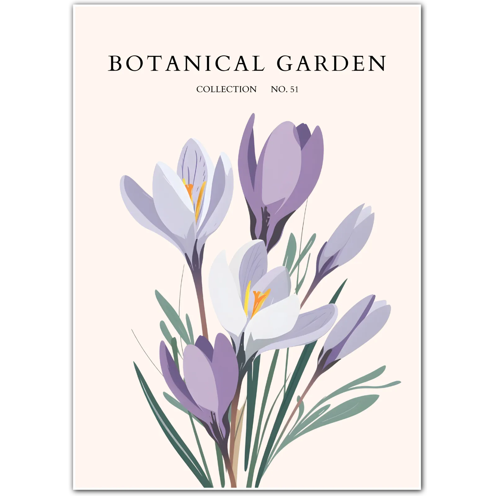 Graceful Crocus Flower Wall Art – Soft Pastels & Spring Charm