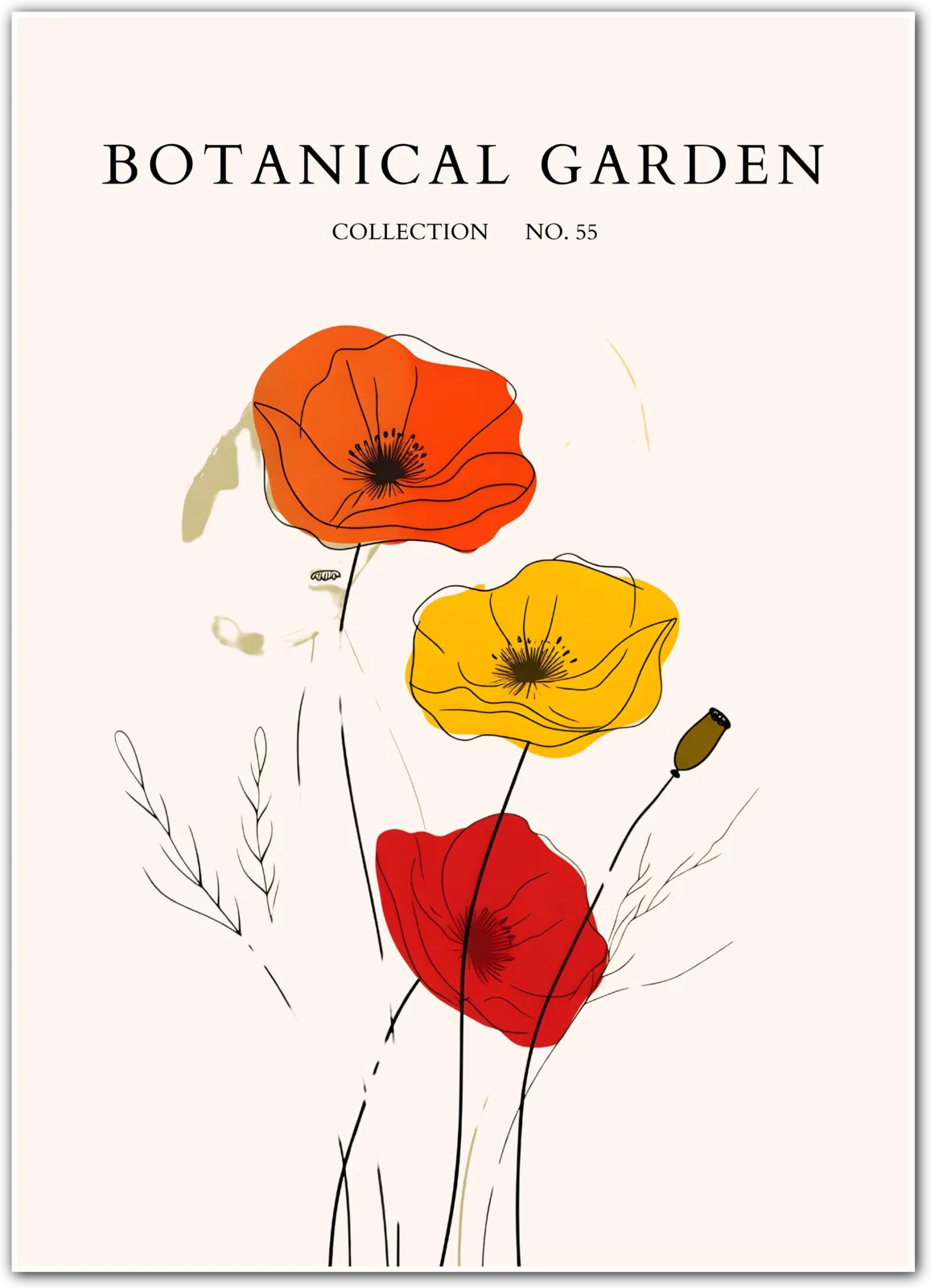 Bold Trio Poppy Print – Vibrant Wildflowers on Warm Off-White