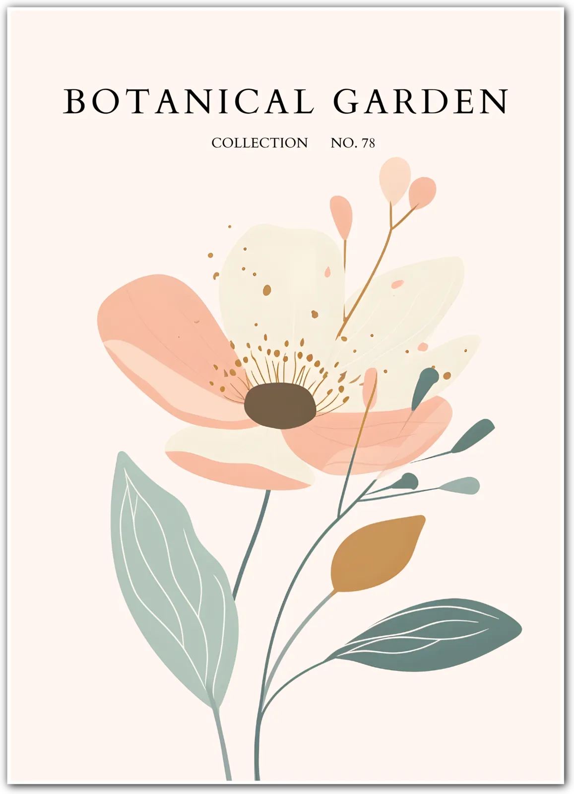 Blush & Blue Tulip Trio Art Print – Modern Botanical Minimalism