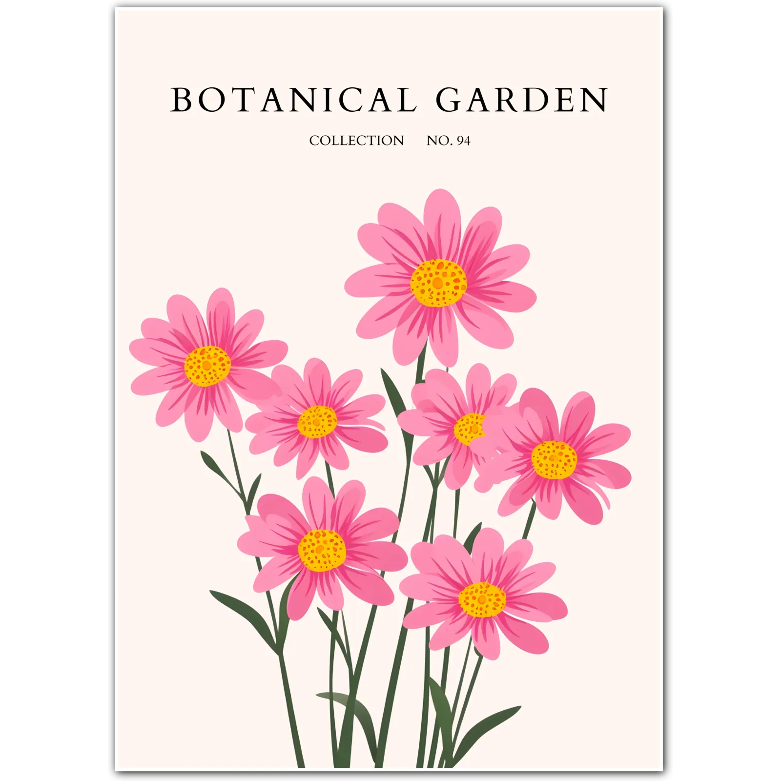 Pastel Harmony Floral Art Print – Trio of Stylised Spring Blooms