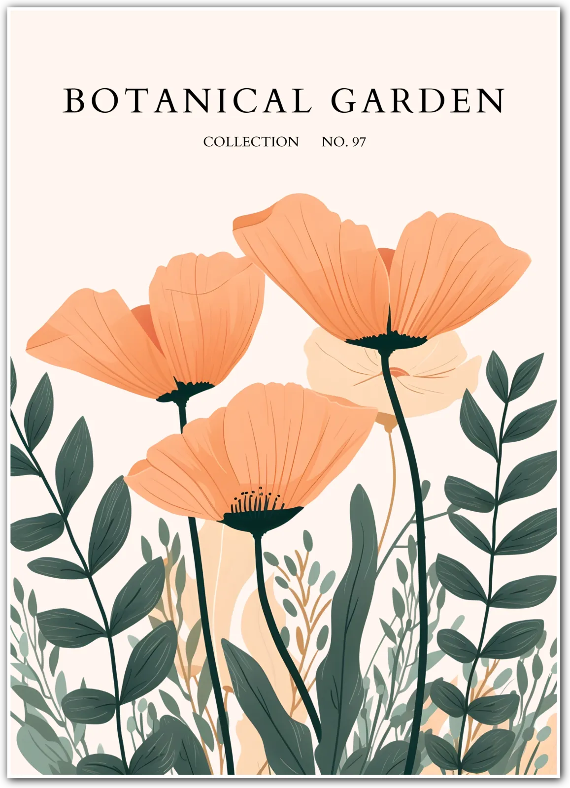 Peach Poppy Field Art Print – Contemporary Floral Abundance