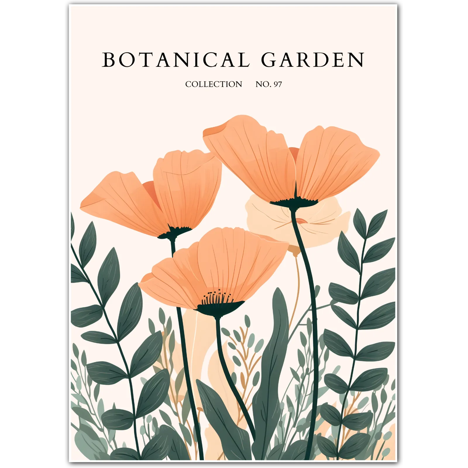 Peach Poppy Field Art Print – Contemporary Floral Abundance