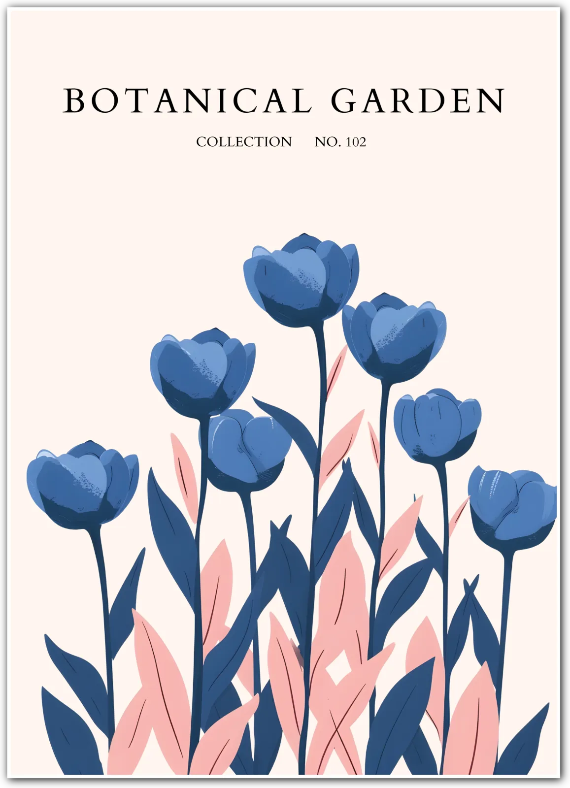 Twilight Tulips – Midnight Blue Garden Art Print
