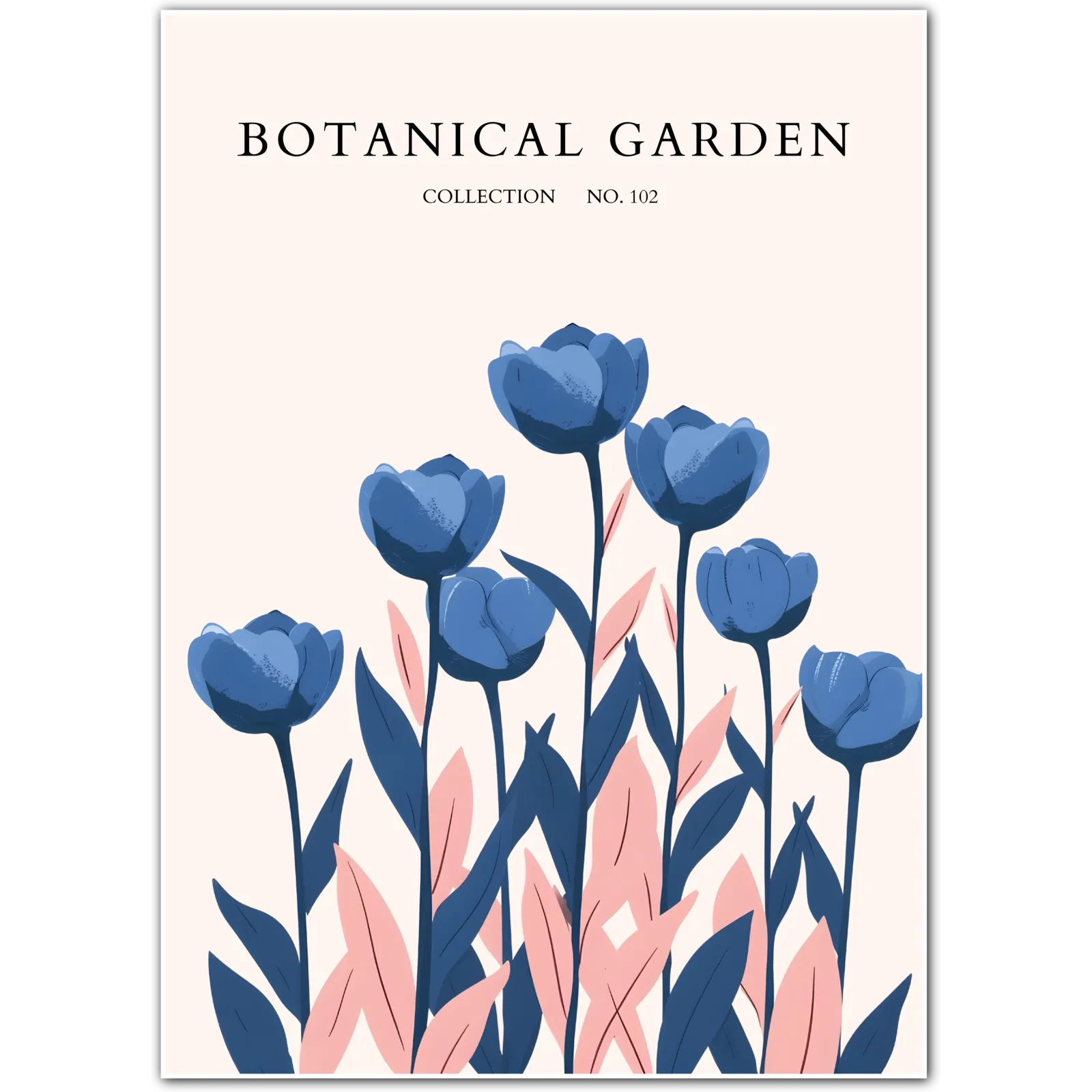 Twilight Tulips – Midnight Blue Garden Art Print