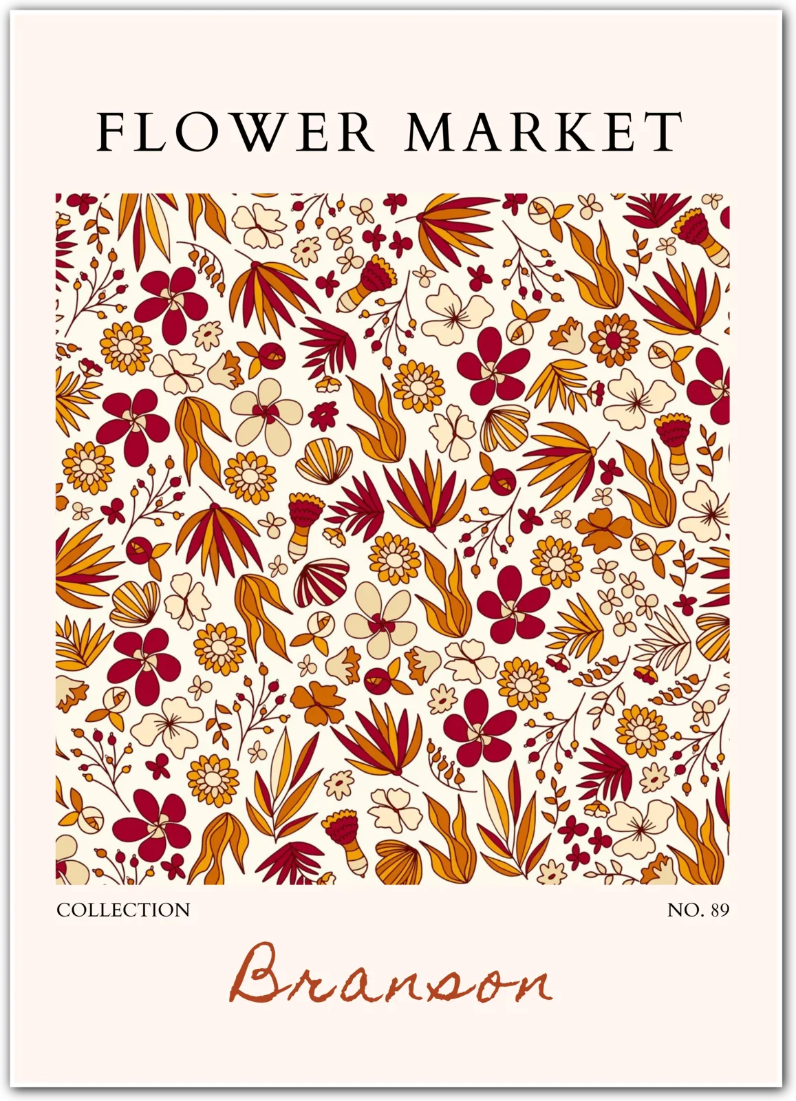 Branson Flower Market Art Print – Warm Autumn Botanical Pattern