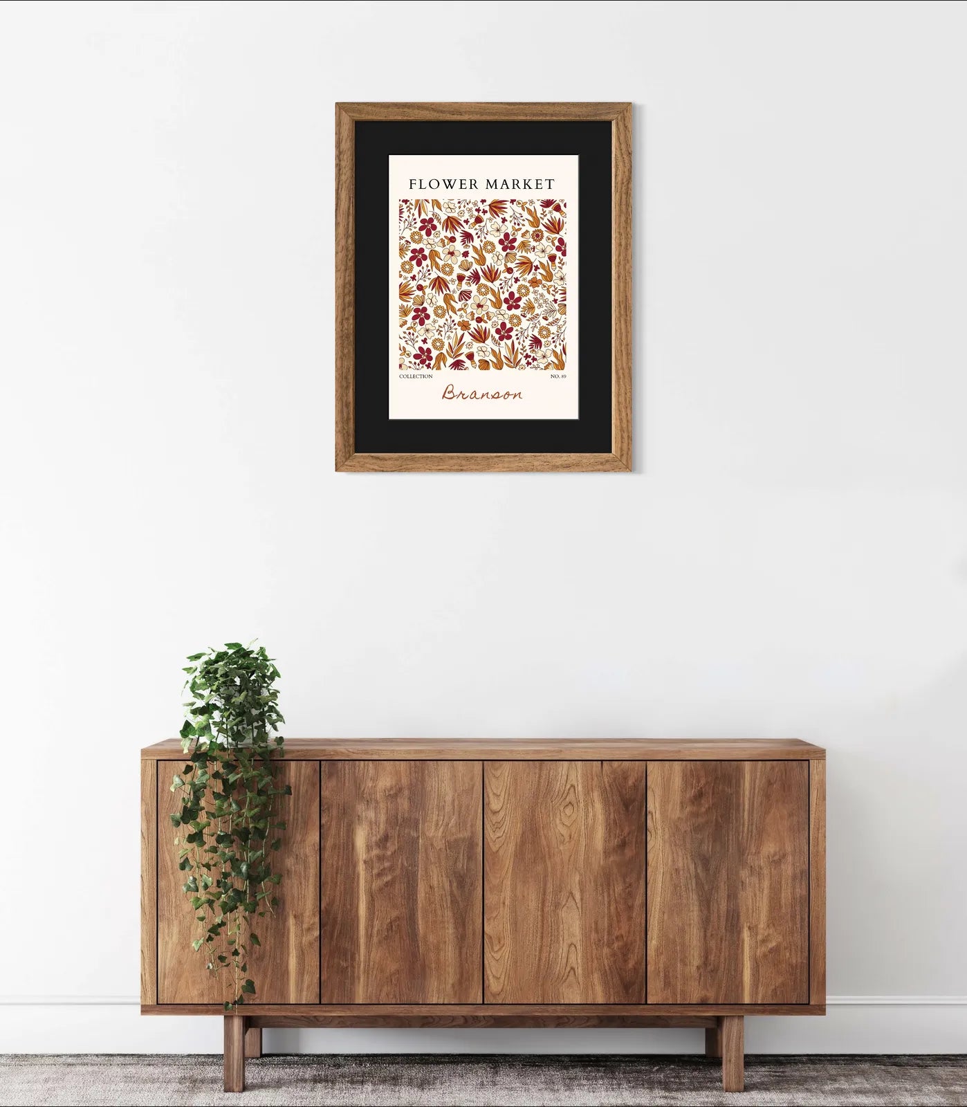 Branson Flower Market Art Print – Warm Autumn Botanical Pattern