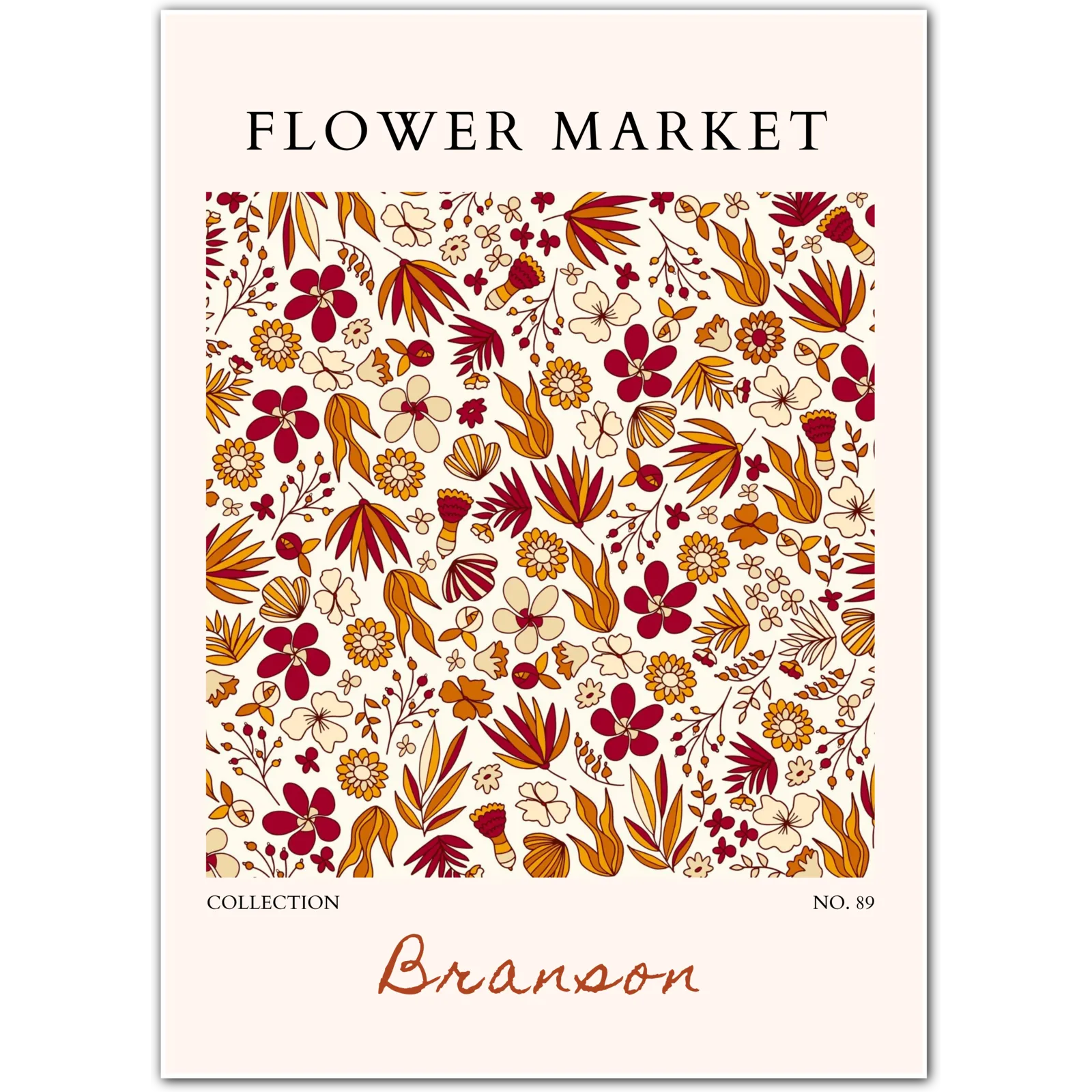 Branson Flower Market Art Print – Warm Autumn Botanical Pattern